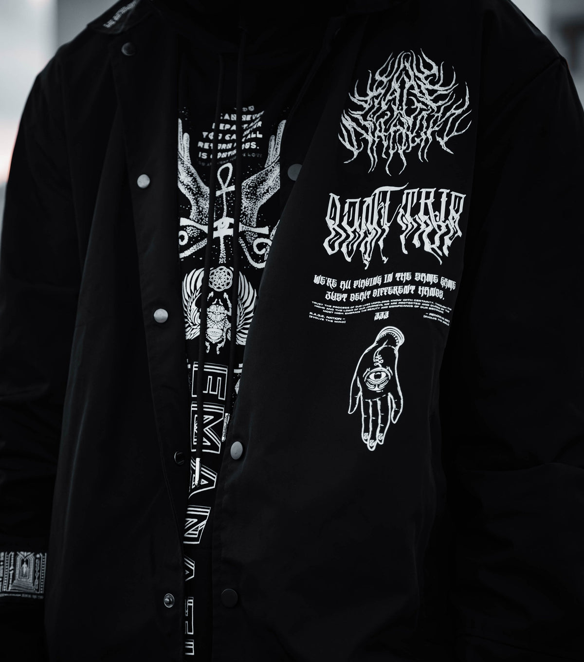 EVOLVE THE MIND • Waterproof Button-Up Windbreaker • AR Activated Jacket