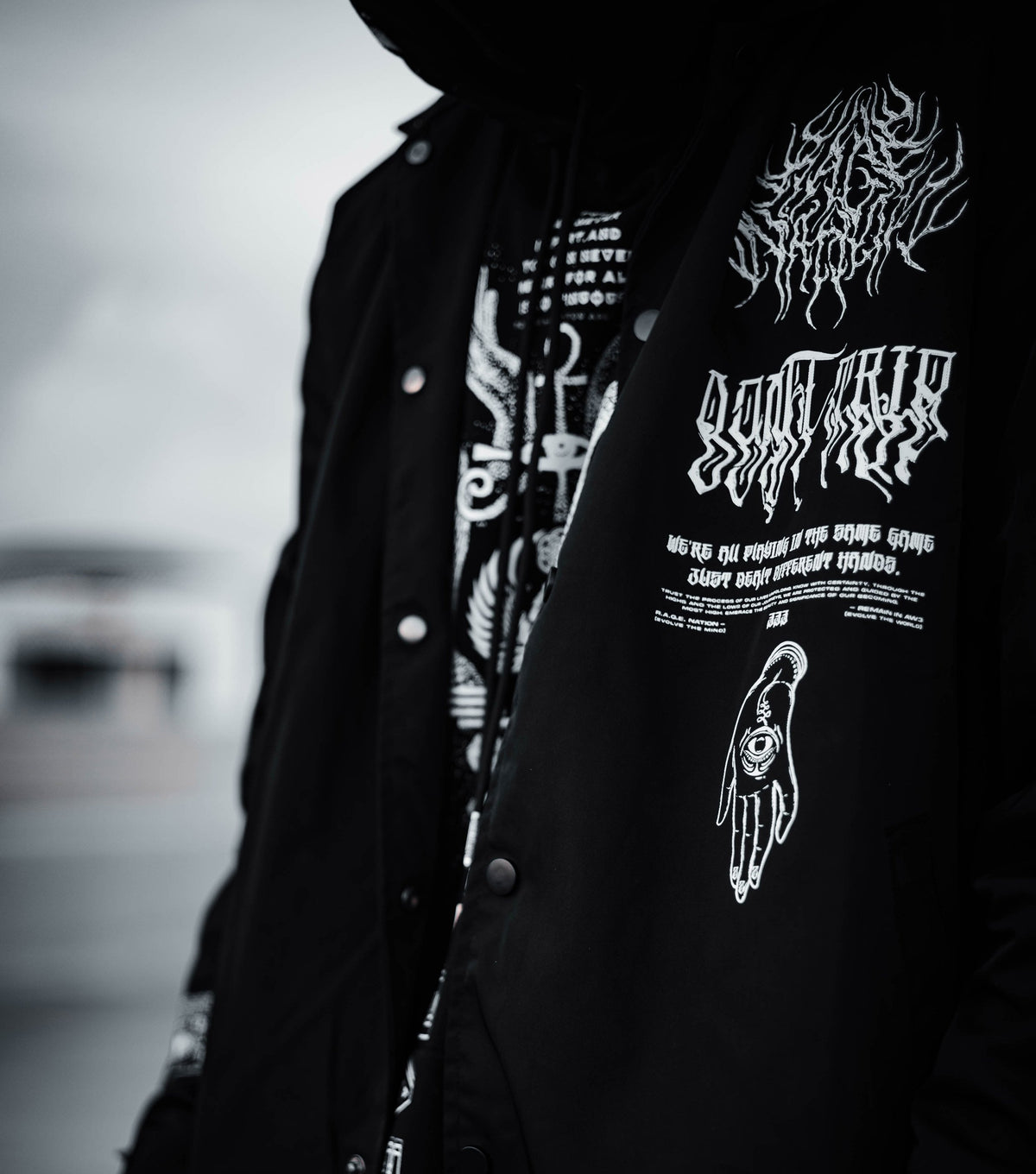 EVOLVE THE MIND • Waterproof Button-Up Windbreaker • AR Activated Jacket