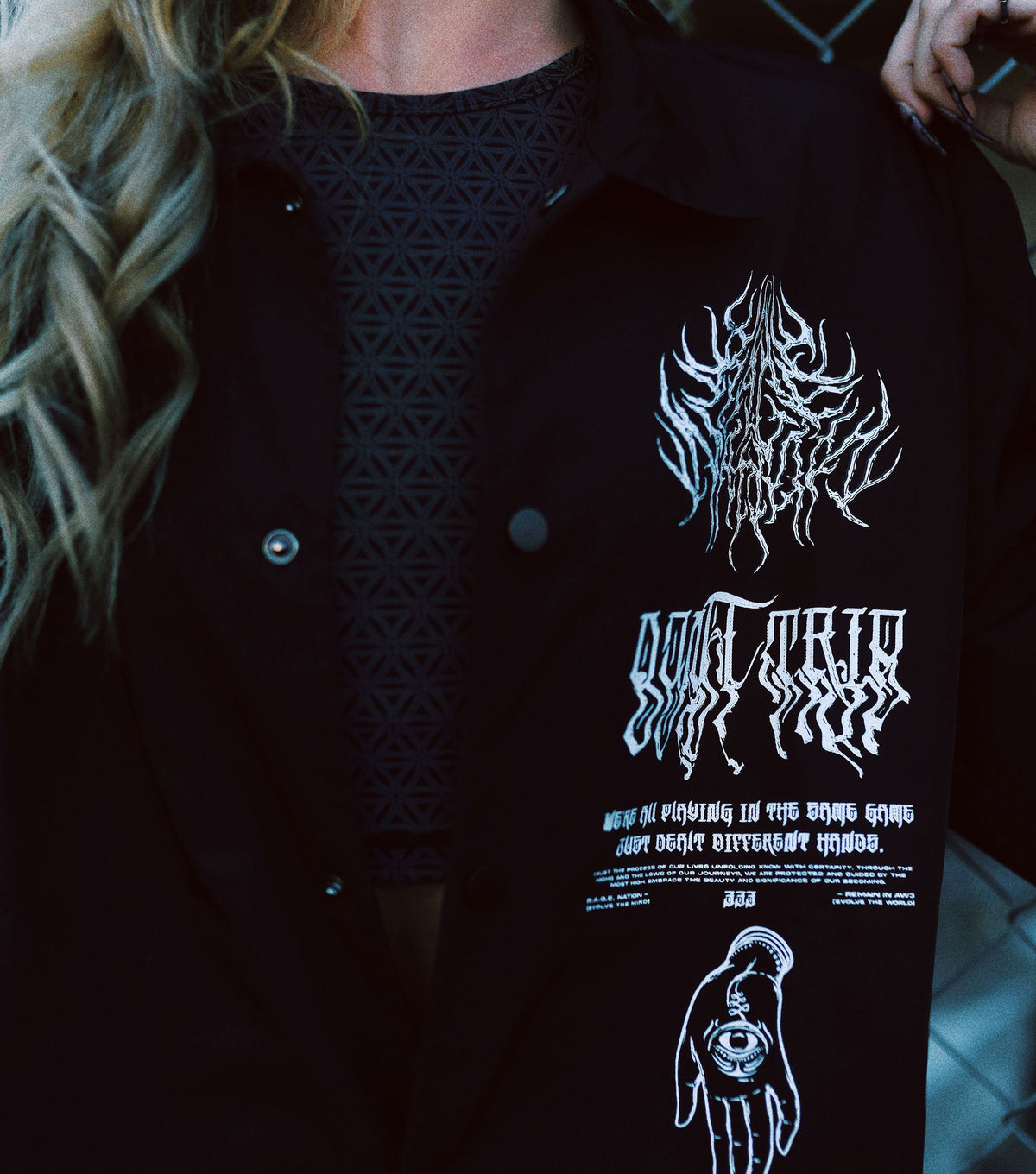 EVOLVE THE MIND • Waterproof Button-Up Windbreaker • AR Activated Jacket