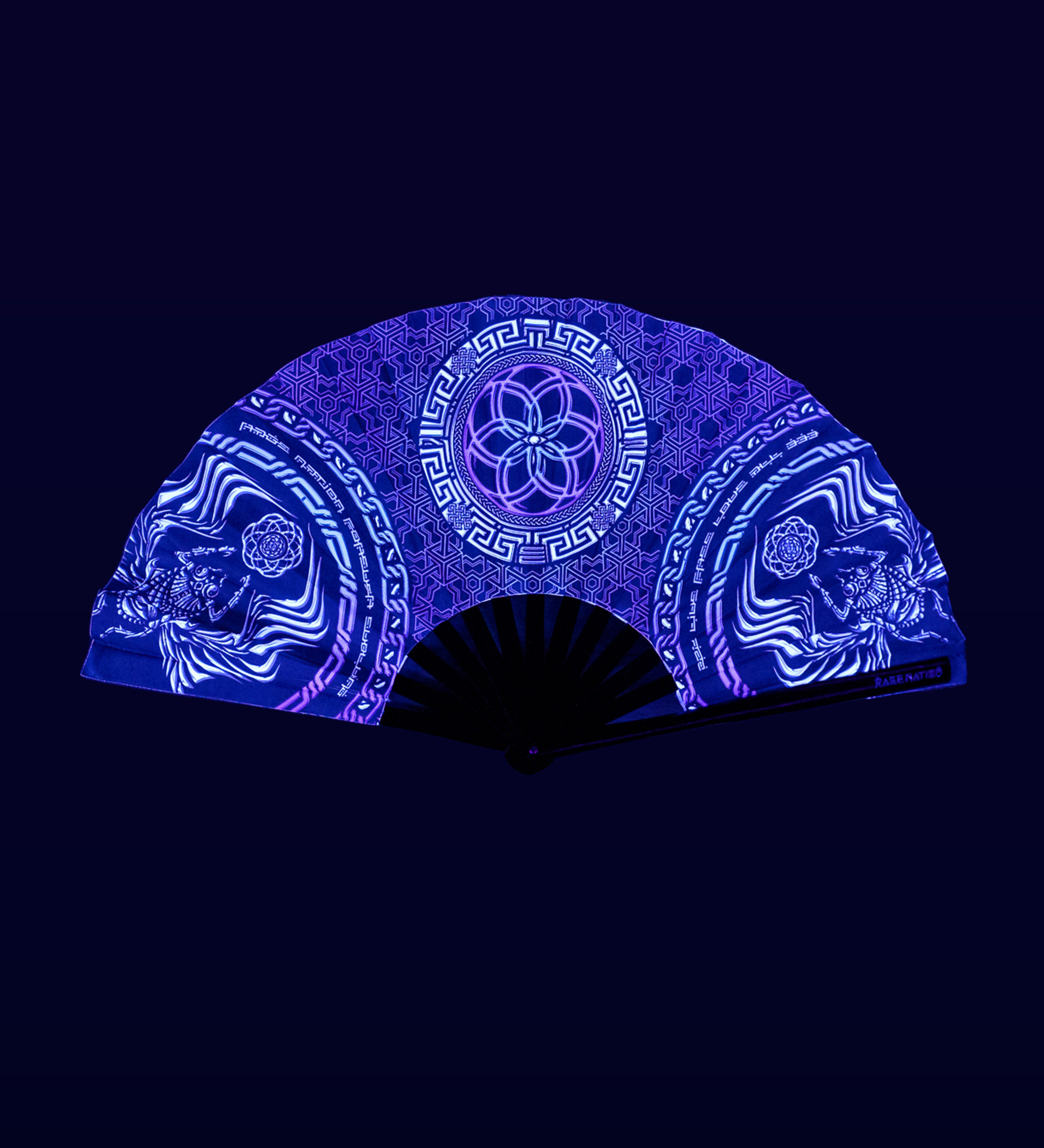 FOREVER EVOLVING SCARAB • PURPLE/BLUE • Double-sided XL Bamboo Folding Fan Fan 