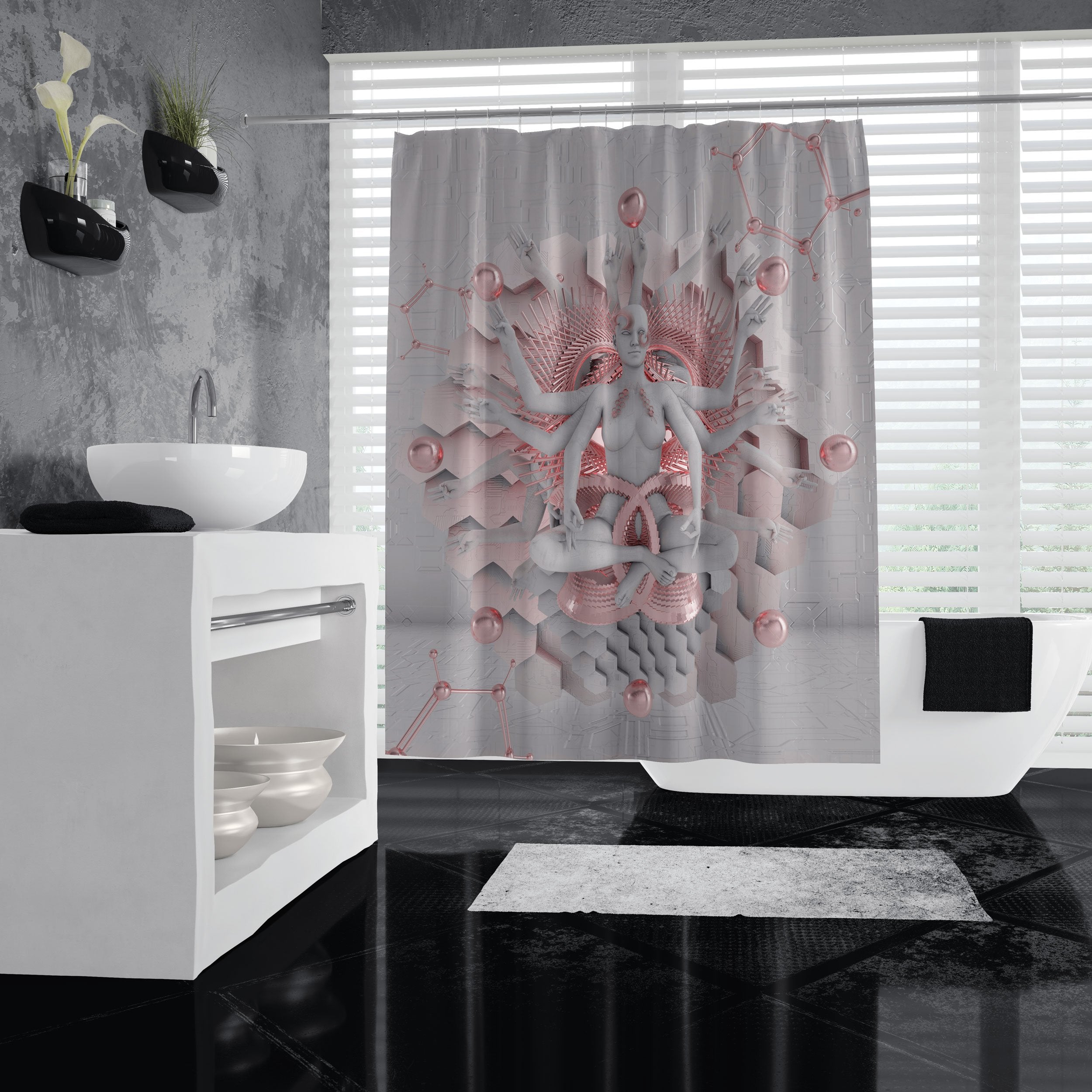 GOT'EM • GLASS CRANE • Shower Curtain Shower Curtain