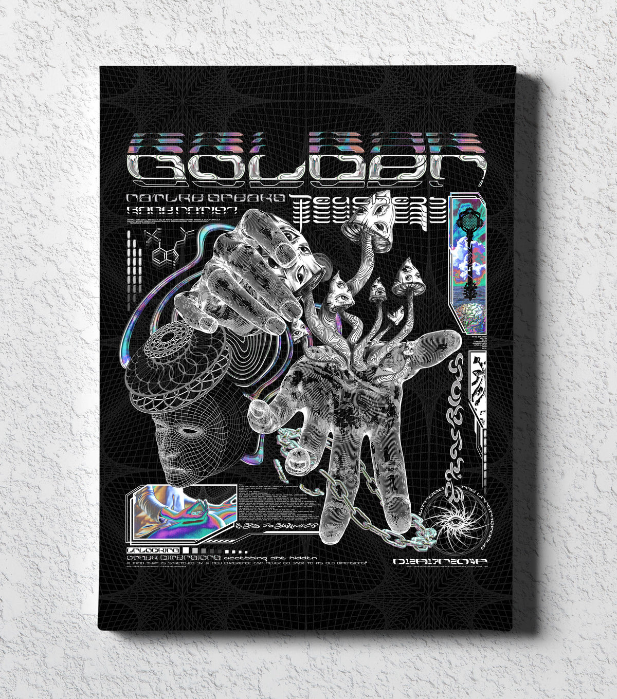GOLDEN TEACHERS V3 • 𓍊𓋼𓍊 PSILOCYBIN Tribute • Limited Edition Vertical Canvas Canvas