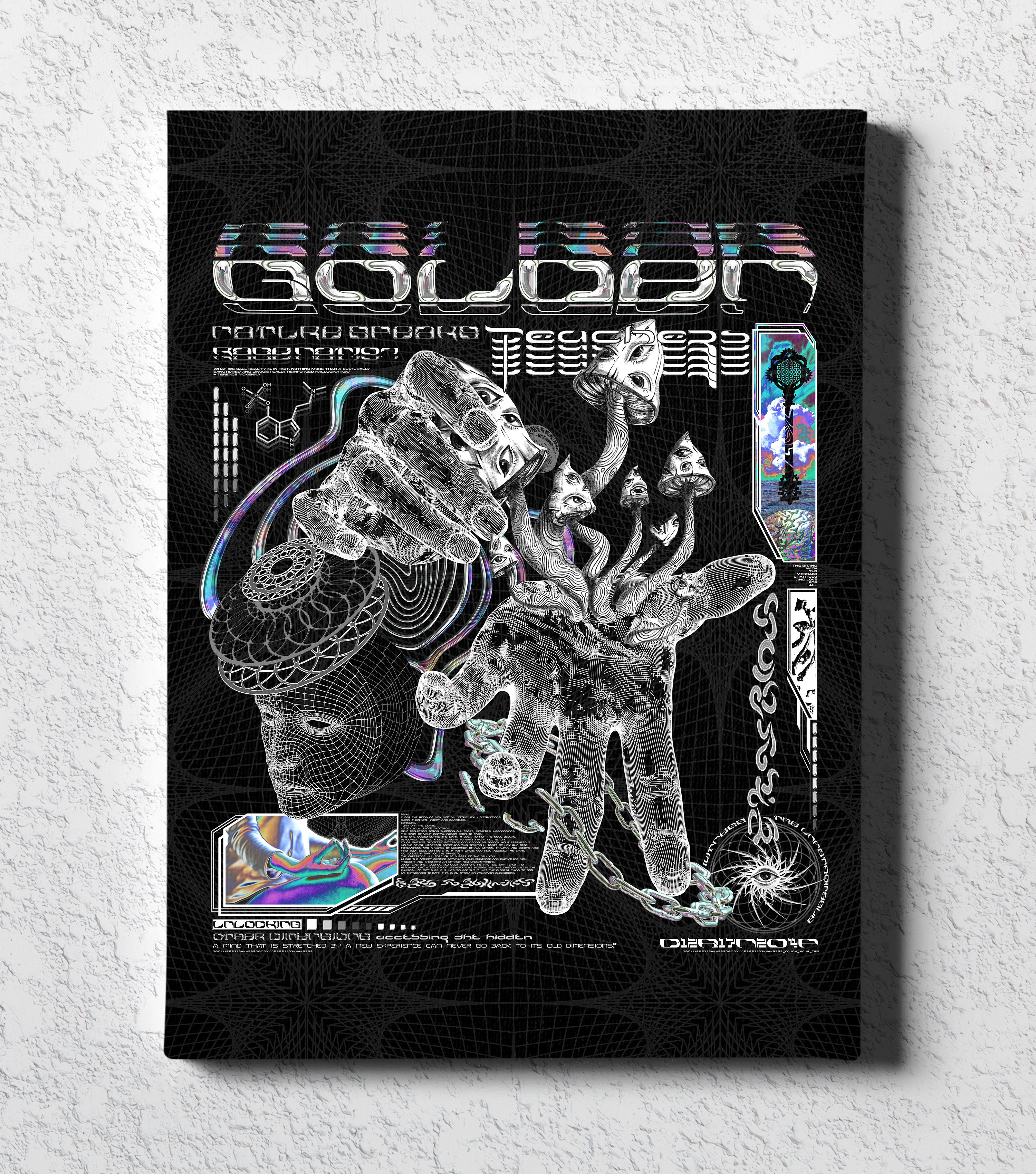 GOLDEN TEACHERS V3 • 𓍊𓋼𓍊 PSILOCYBIN Tribute • Limited Edition Vertical Canvas Canvas