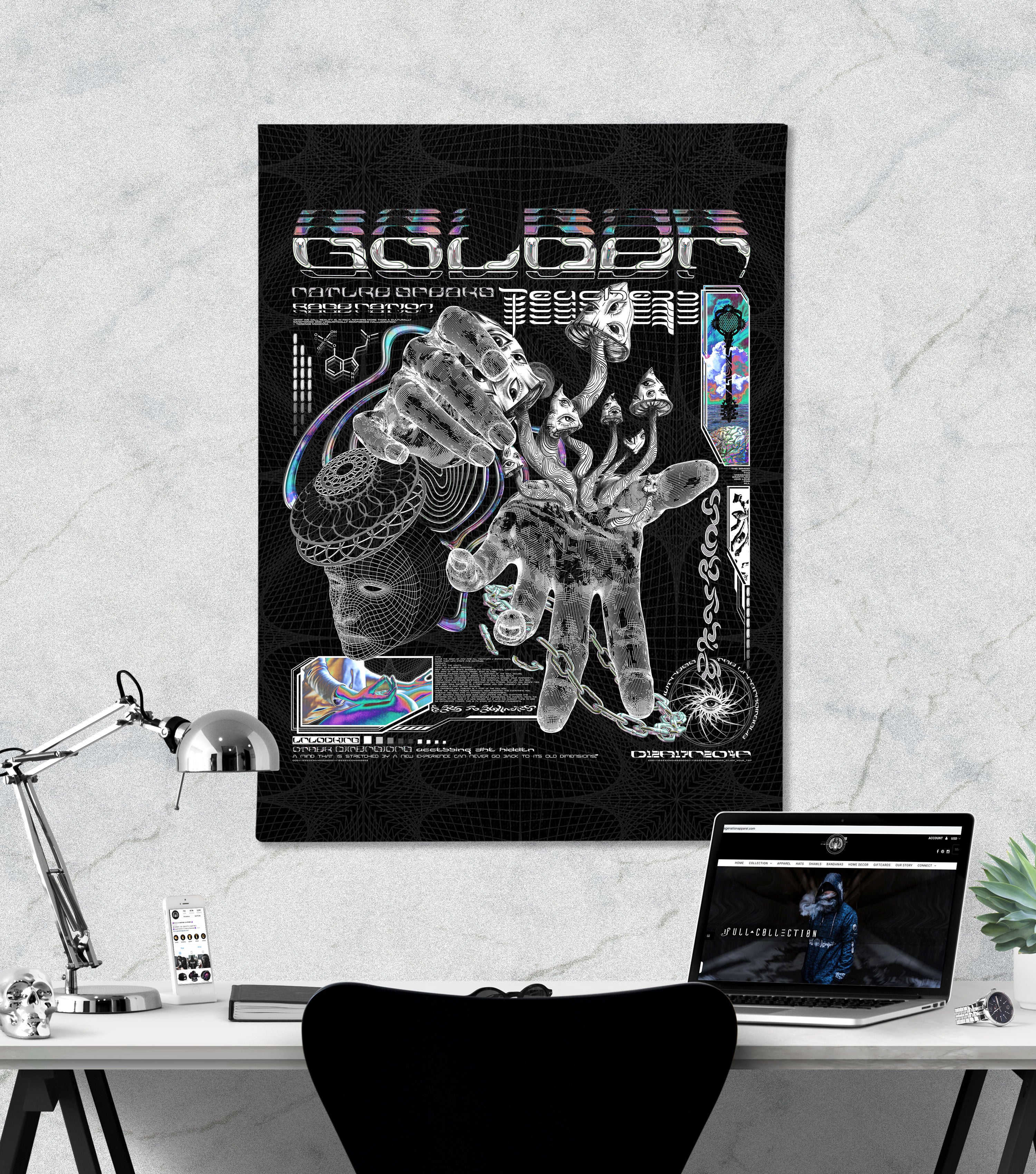 GOLDEN TEACHERS V3 • 𓍊𓋼𓍊 PSILOCYBIN Tribute • Limited Edition Vertical Canvas Canvas