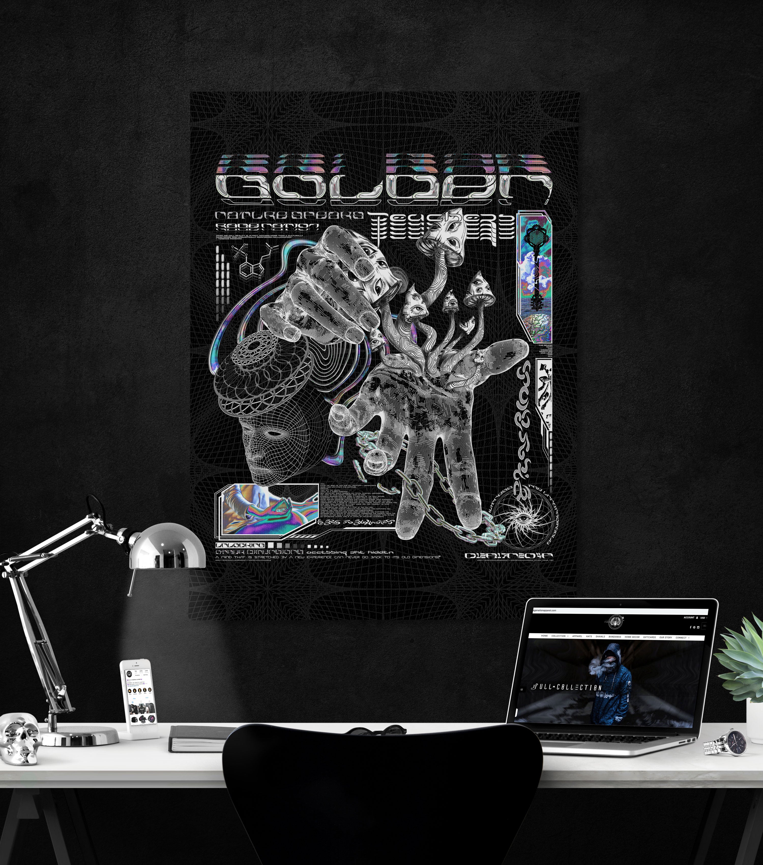 GOLDEN TEACHERS V3 • 𓍊𓋼𓍊 PSILOCYBIN Tribute • Limited Edition Vertical Canvas Canvas