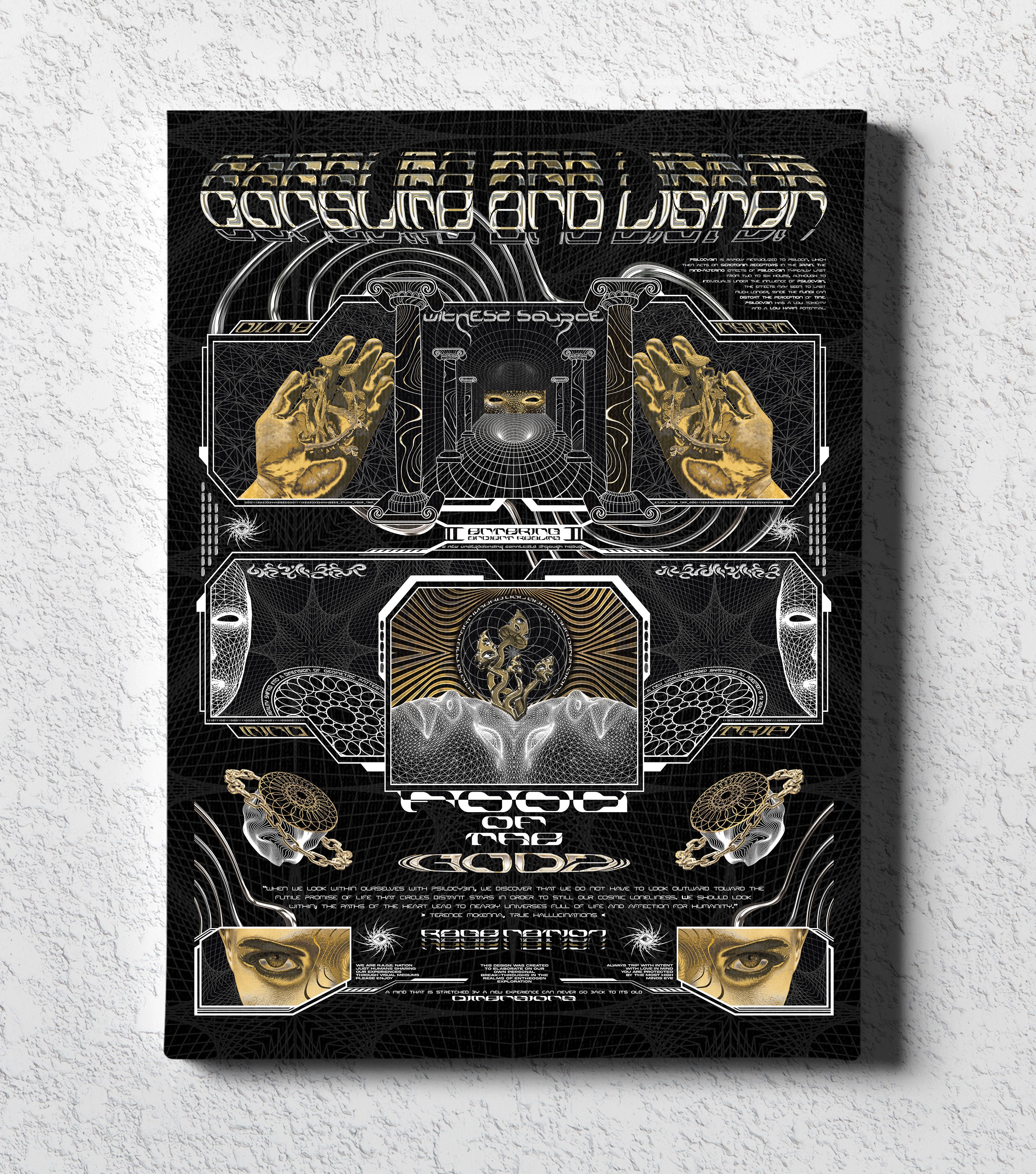 GOLDEN TEACHERS V2 • 𓍊𓋼𓍊 PSILOCYBIN Tribute • Limited Edition Vertical Canvas