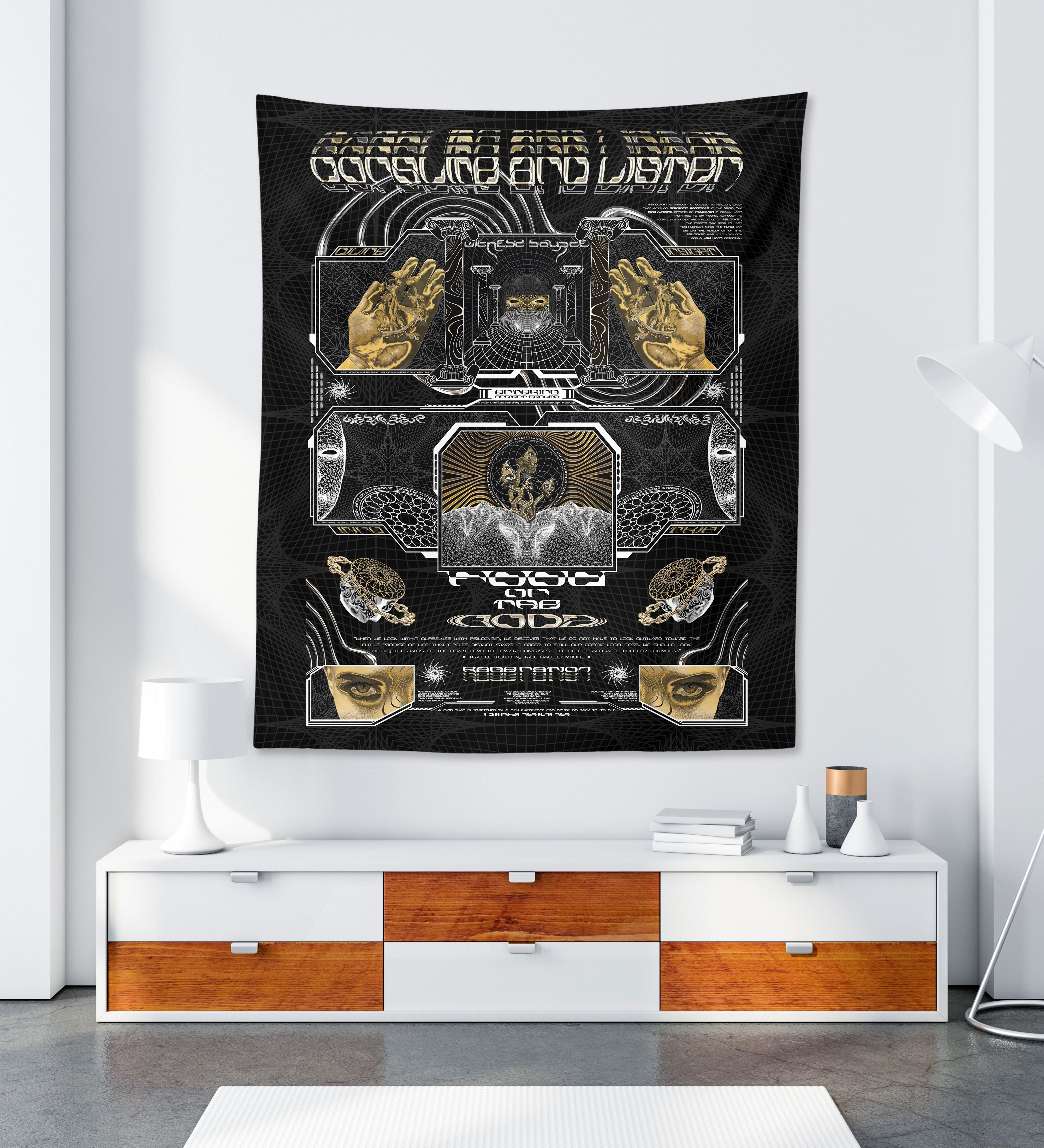 GOLDEN TEACHERS V2 • PSILOCYBIN Tribute • Wall Tapestry Decorative Tapestries
