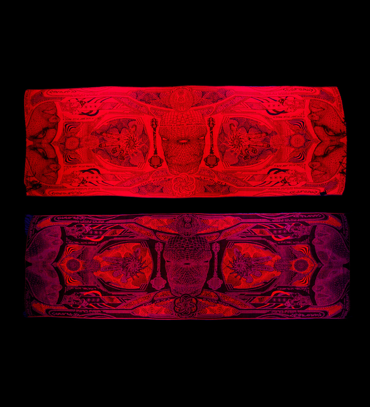 GOLDEN TEACHERS V2 • 𓍊𓋼𓍊 • UV-REACTIVE CRIMSON • Festival Shawl/Scarf Shawl