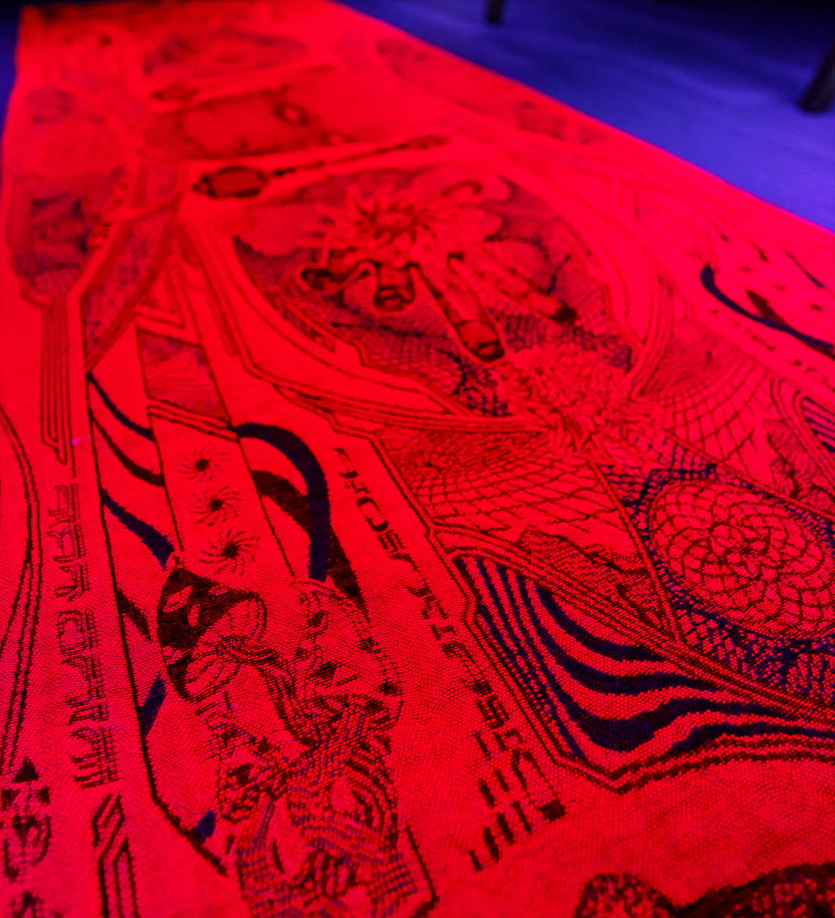 GOLDEN TEACHERS V2 • 𓍊𓋼𓍊 • UV-REACTIVE CRIMSON • Festival Shawl/Scarf Shawl