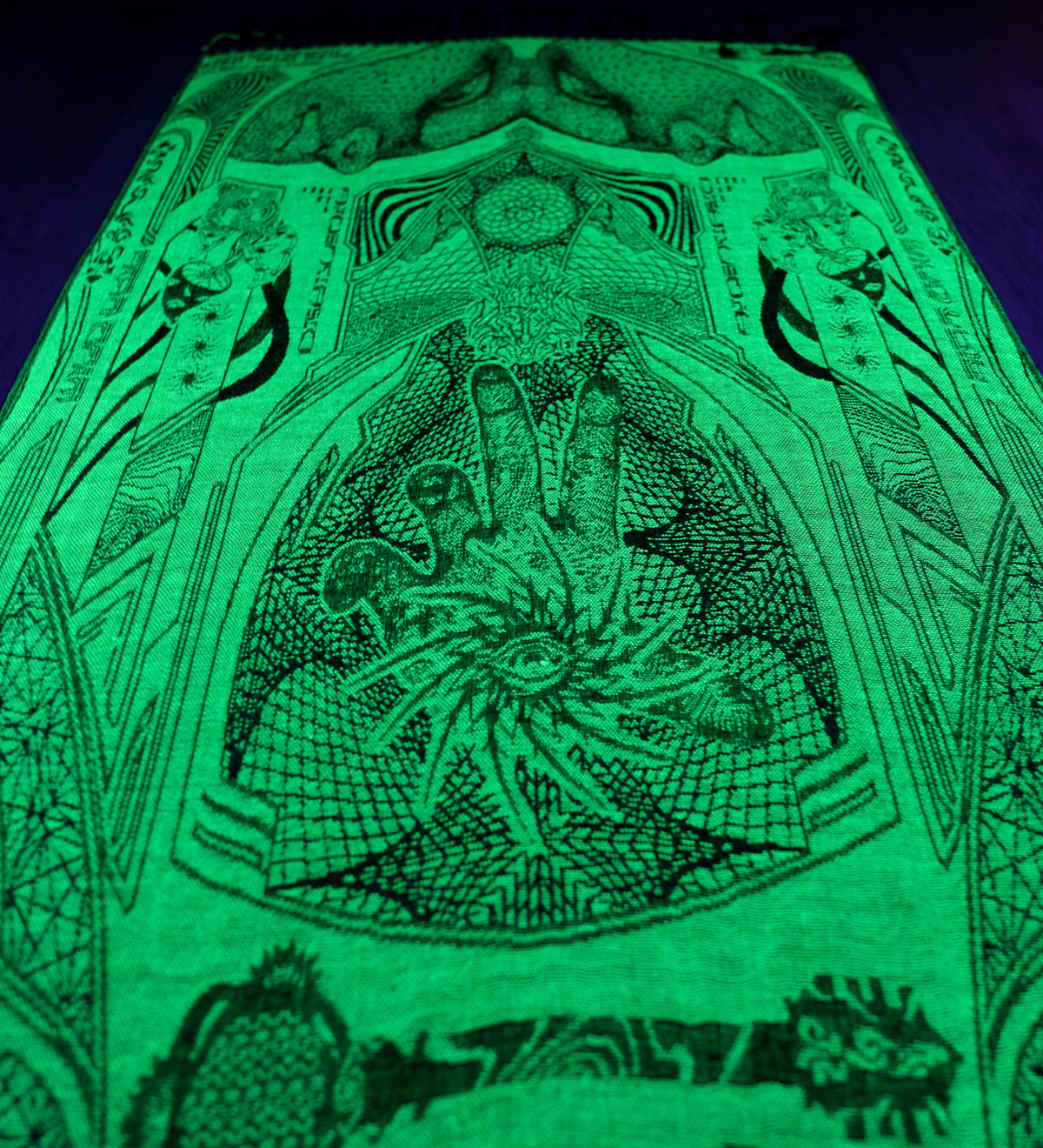 GOLDEN TEACHERS V2 • 𓍊𓋼𓍊 • UV GREEN/GOLD • Festival Shawl/Scarf Shawl