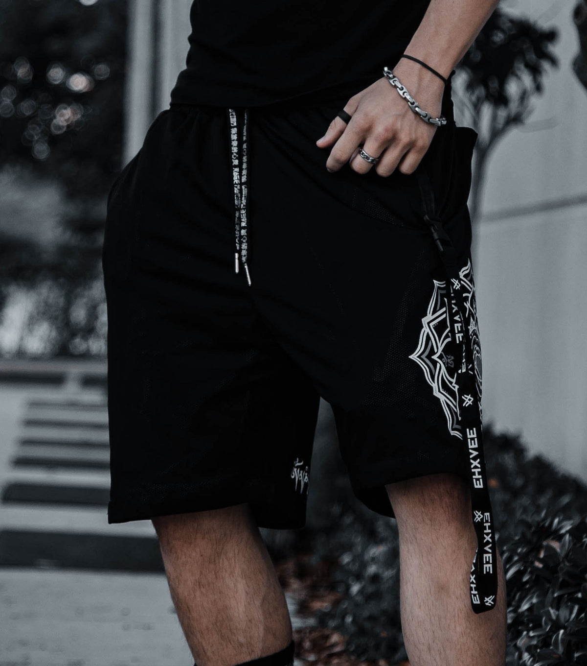 MANTRA V1 • Black/Silver • Reversible Activewear Shorts Shorts