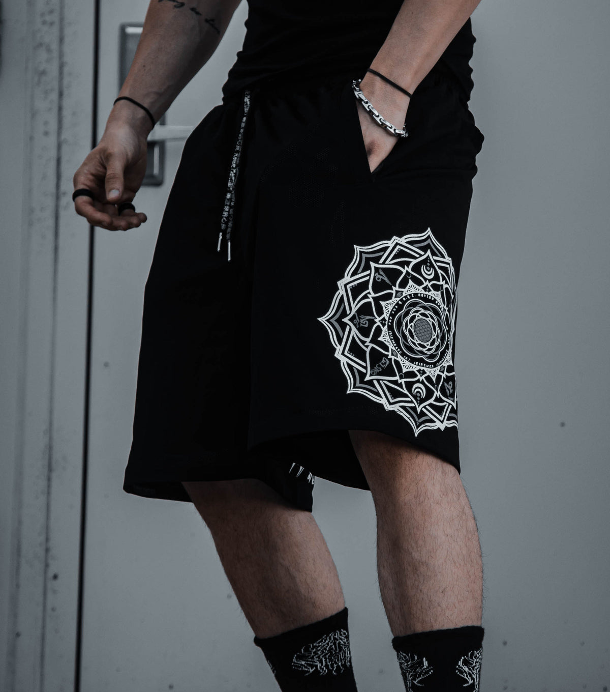MANTRA V1 • Black/Silver • Reversible Activewear Shorts Shorts