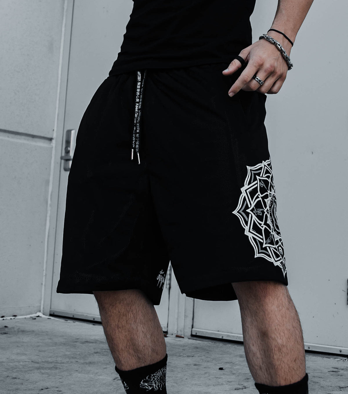 MANTRA V1 • Black/Silver • Reversible Activewear Shorts Shorts
