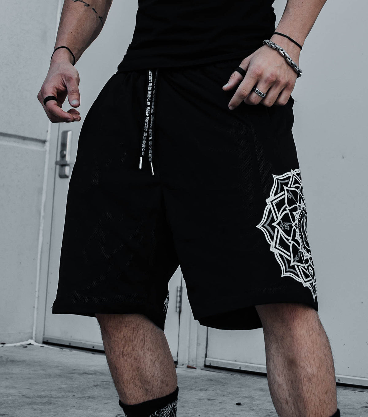MANTRA V1 • Black/Silver • Reversible Activewear Shorts Shorts