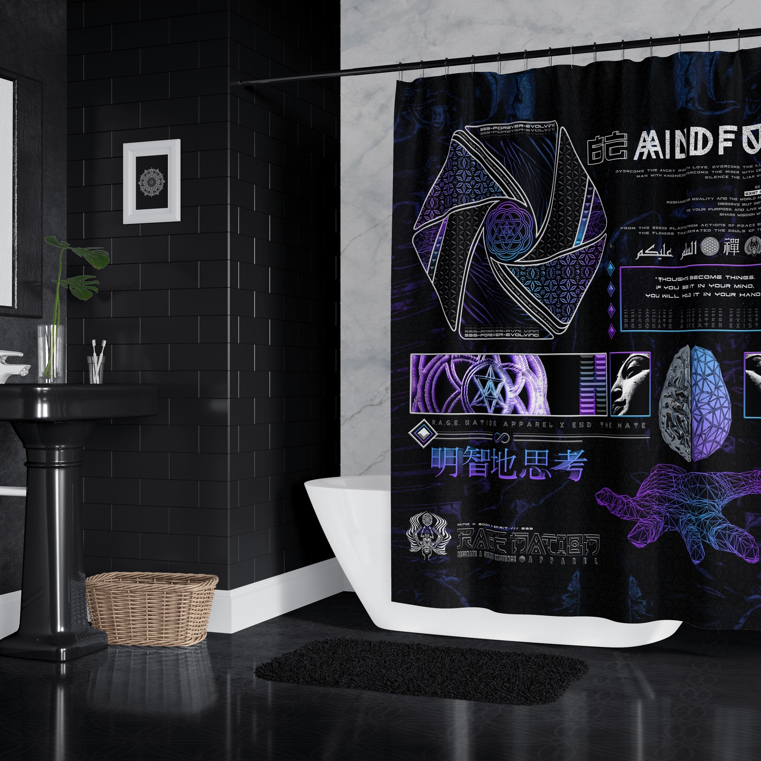 Mind of Zennn V1 Shower Curtains