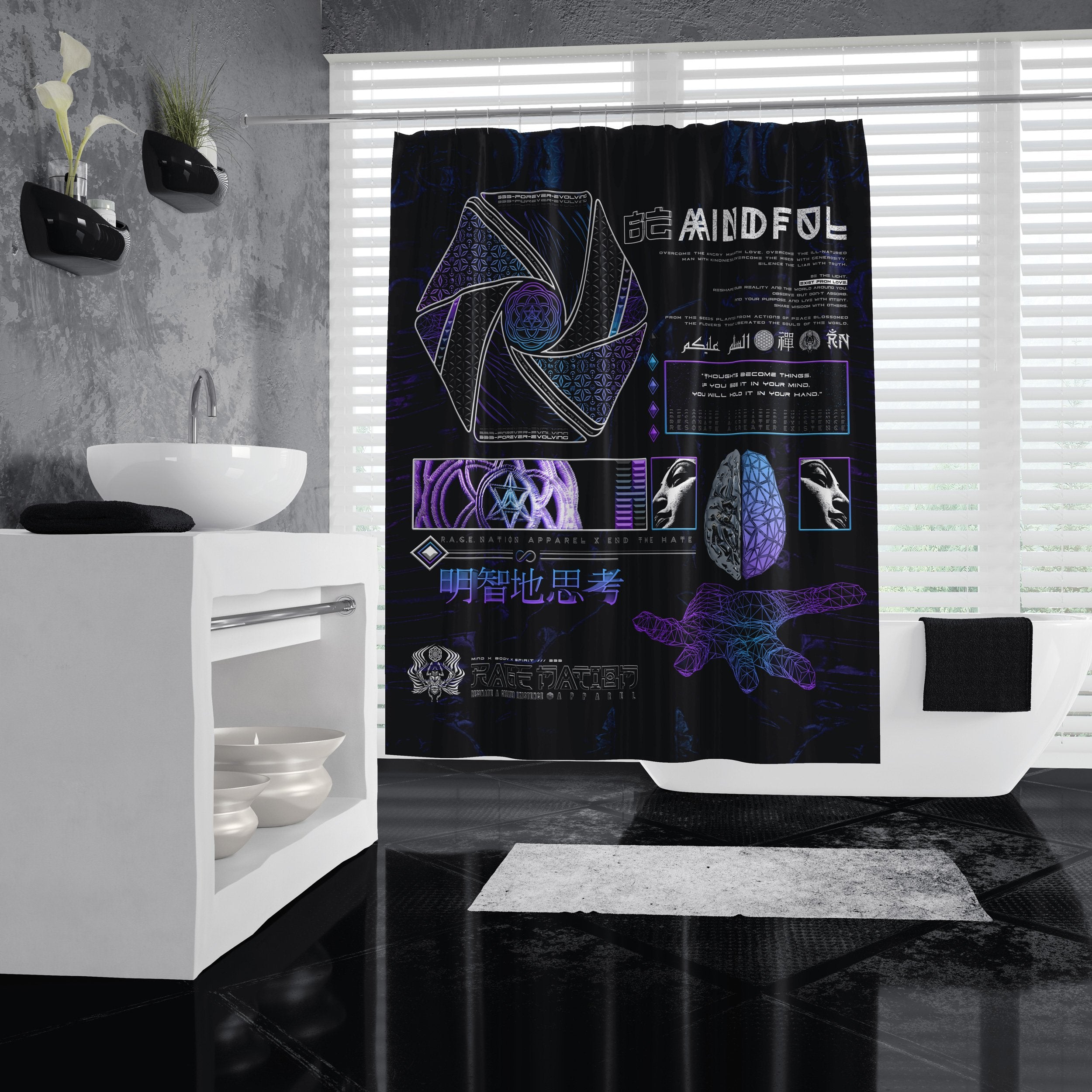 Mind of Zennn V1 Shower Curtains