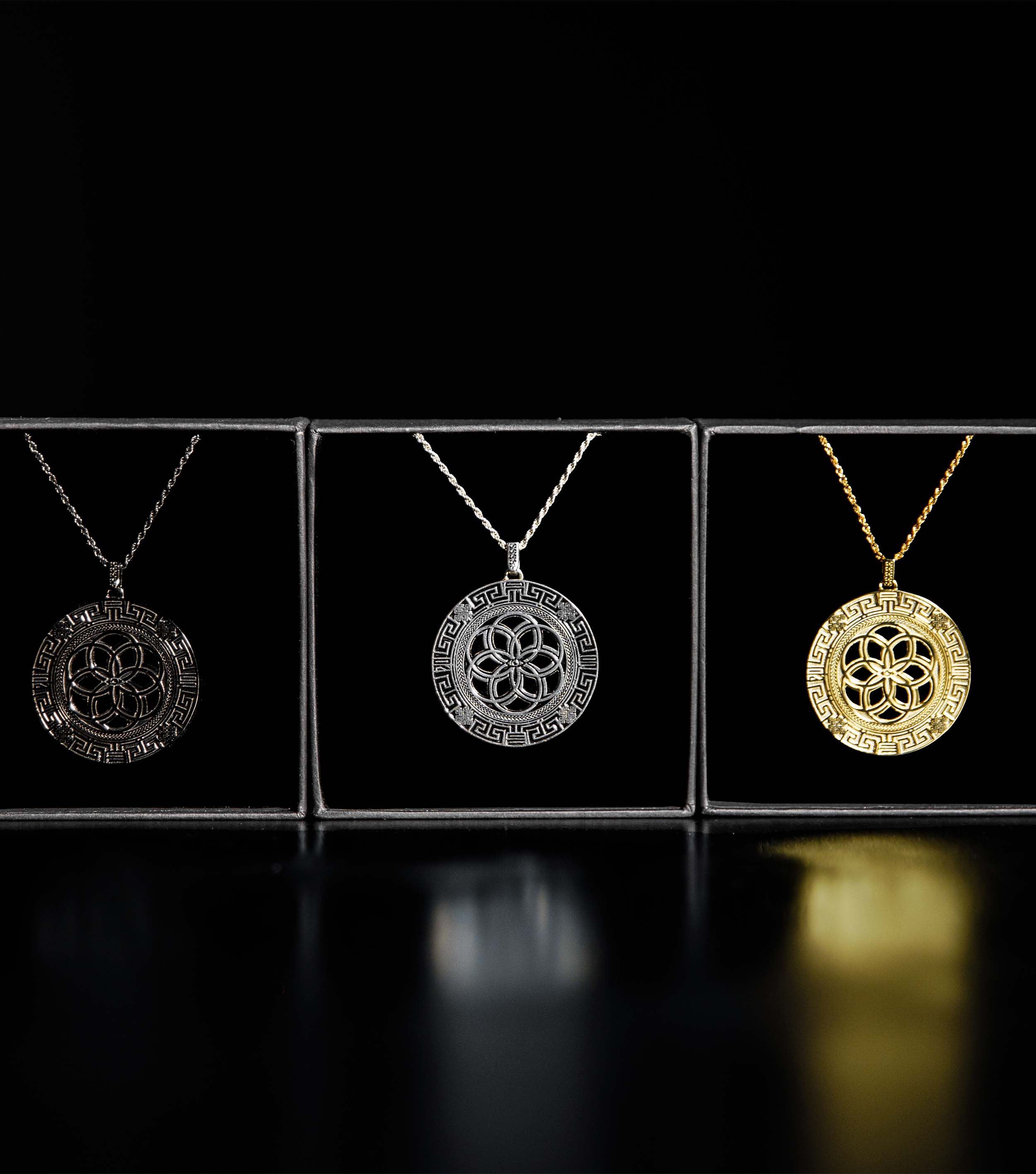 BLACK GOLD PLATED • 925 Silver Geometric Amulet Jewelry