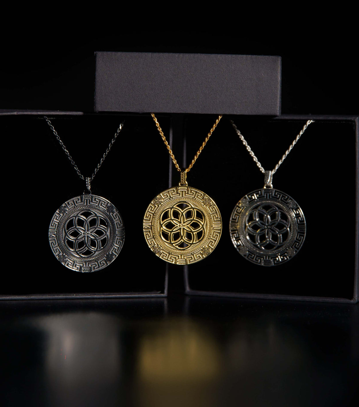 ANTIQUE SILVER • 925 Sterling Silver Geometric Amulet Jewelry
