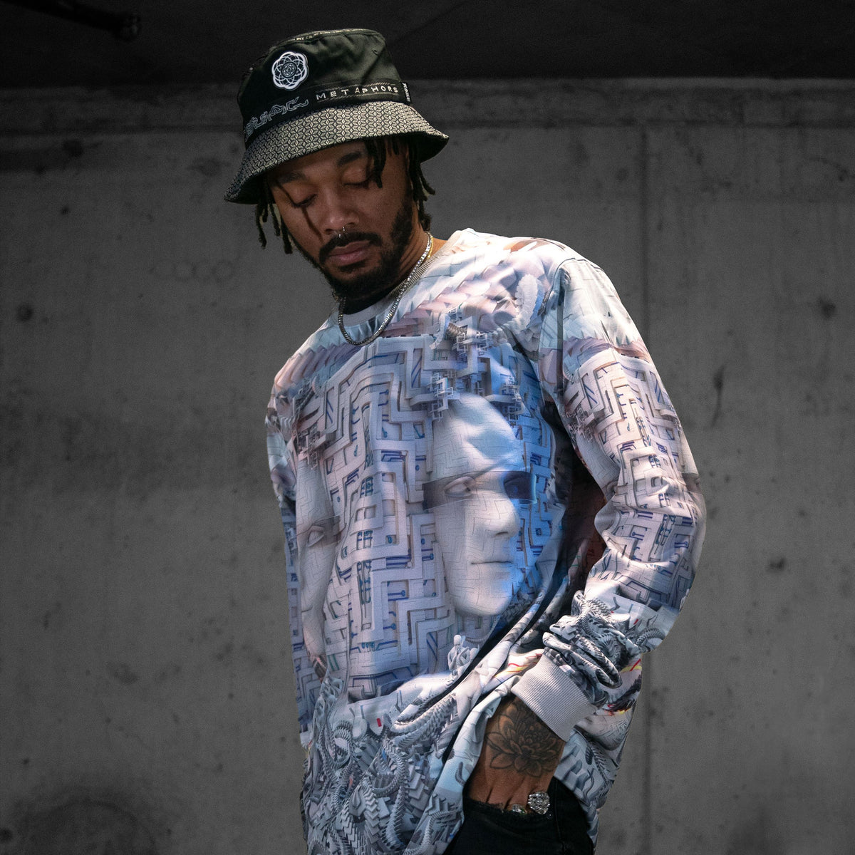 DROPS TODAY 2:22PM PCT • VISUAL METAPHORS • Reversible Bucket Hat Bucket Hat