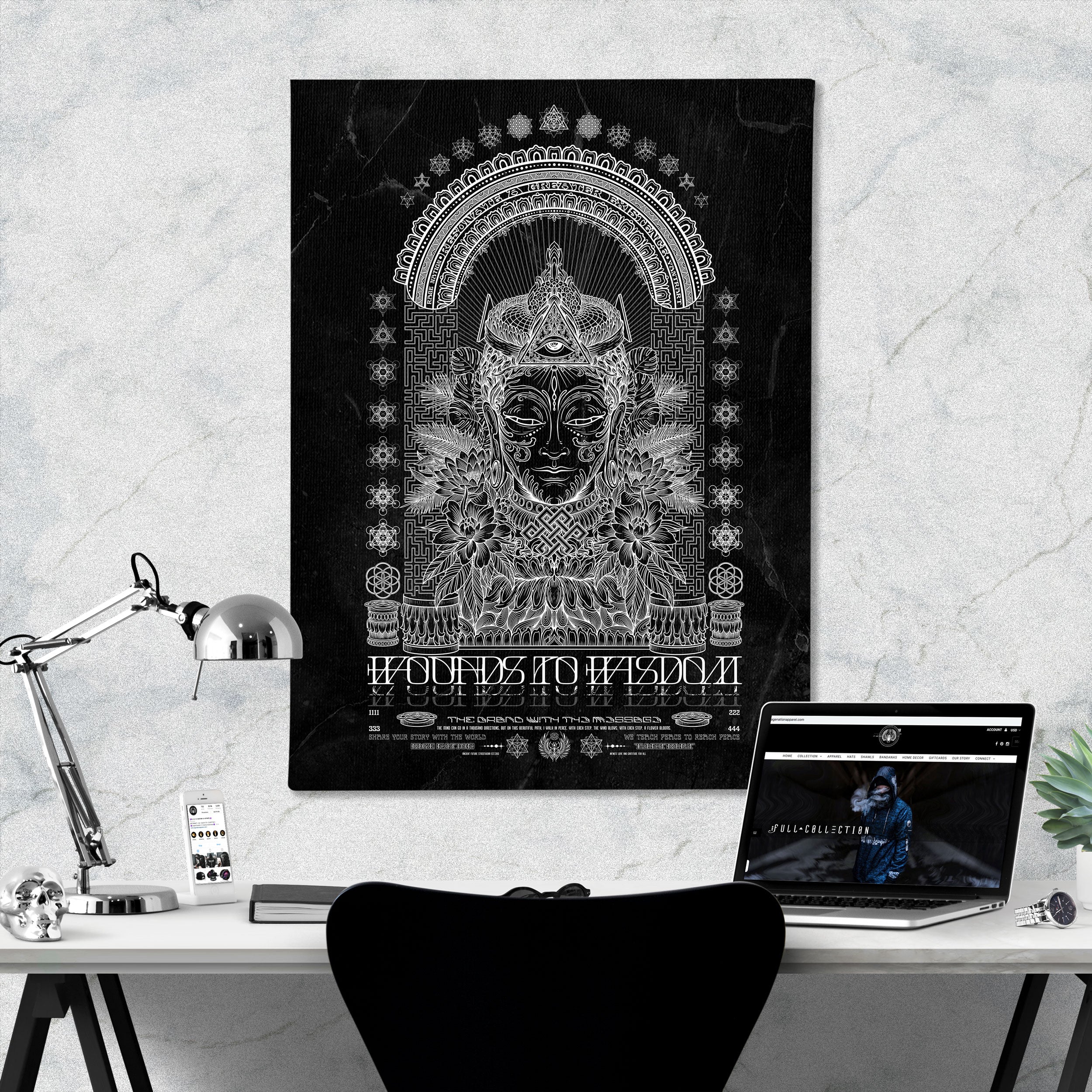 WOUNDS TO WISDOM • YANTRART • Vertical Canvas Wrap Canvas