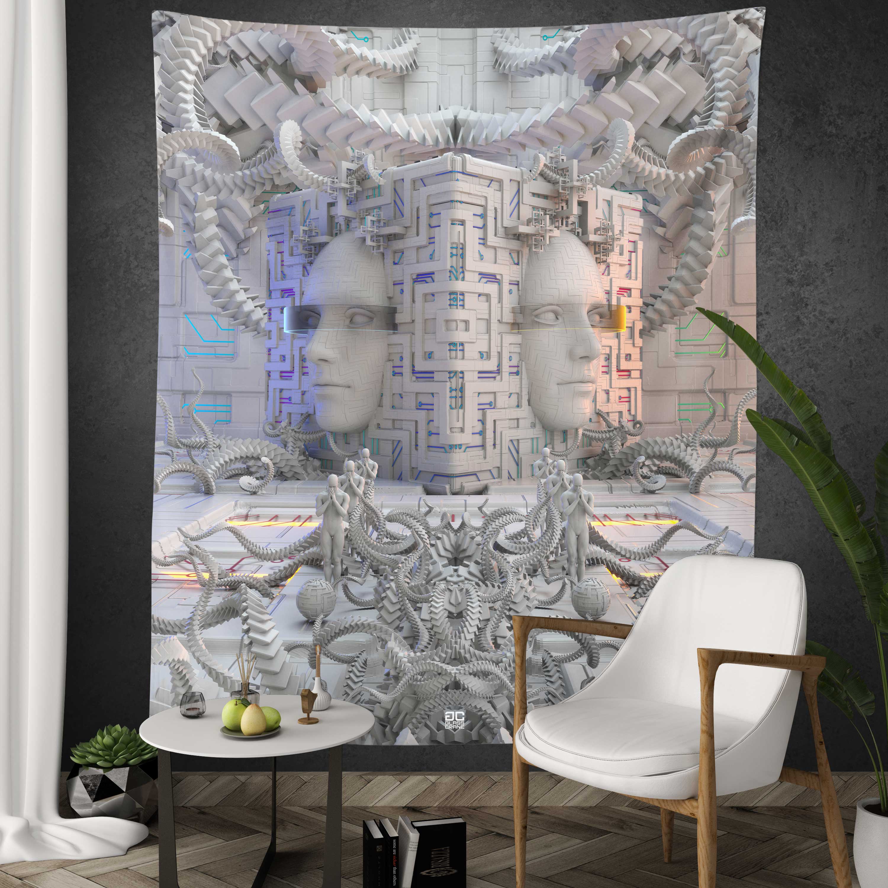 DEFENSE NODE • GLASS CRANE • Wall Tapestry Tapestry 