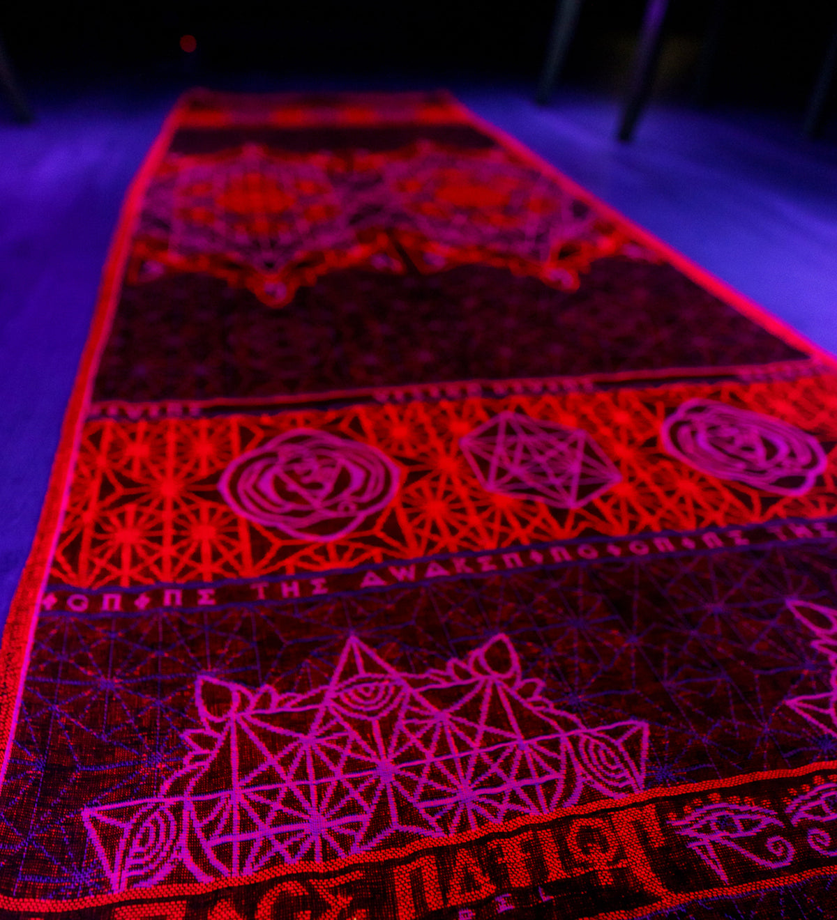 DIVINITY • Ruby • UV REACTIVE • Geometric Festival Shawl Shawls