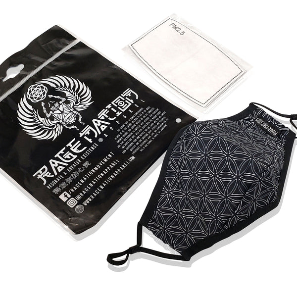 PRE-ORDER • FLOWER OF LIFE • Satin Face Mask + Filters Mask