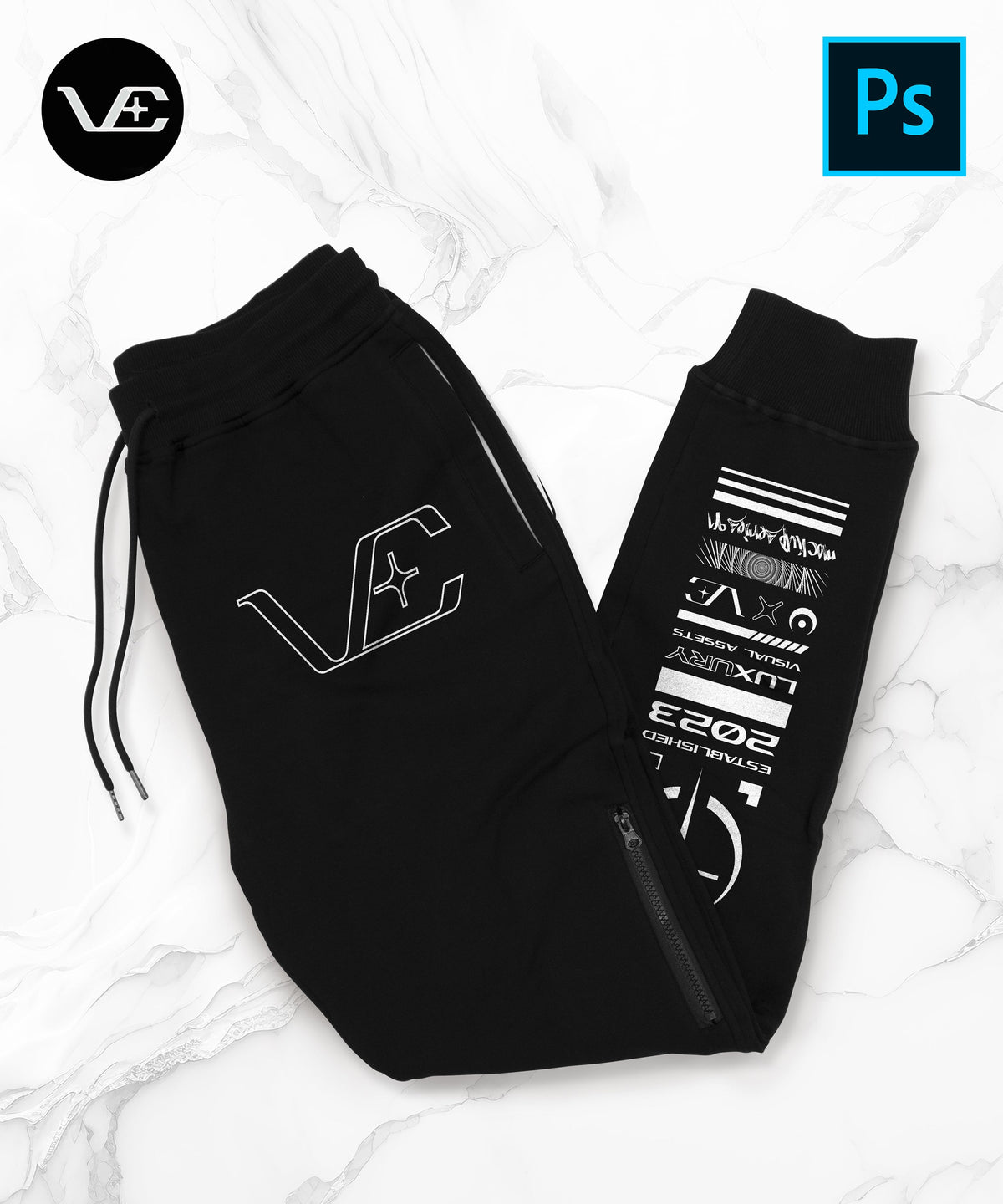 Flat Jogger W/Side Zipper - Premium Digital Mockup