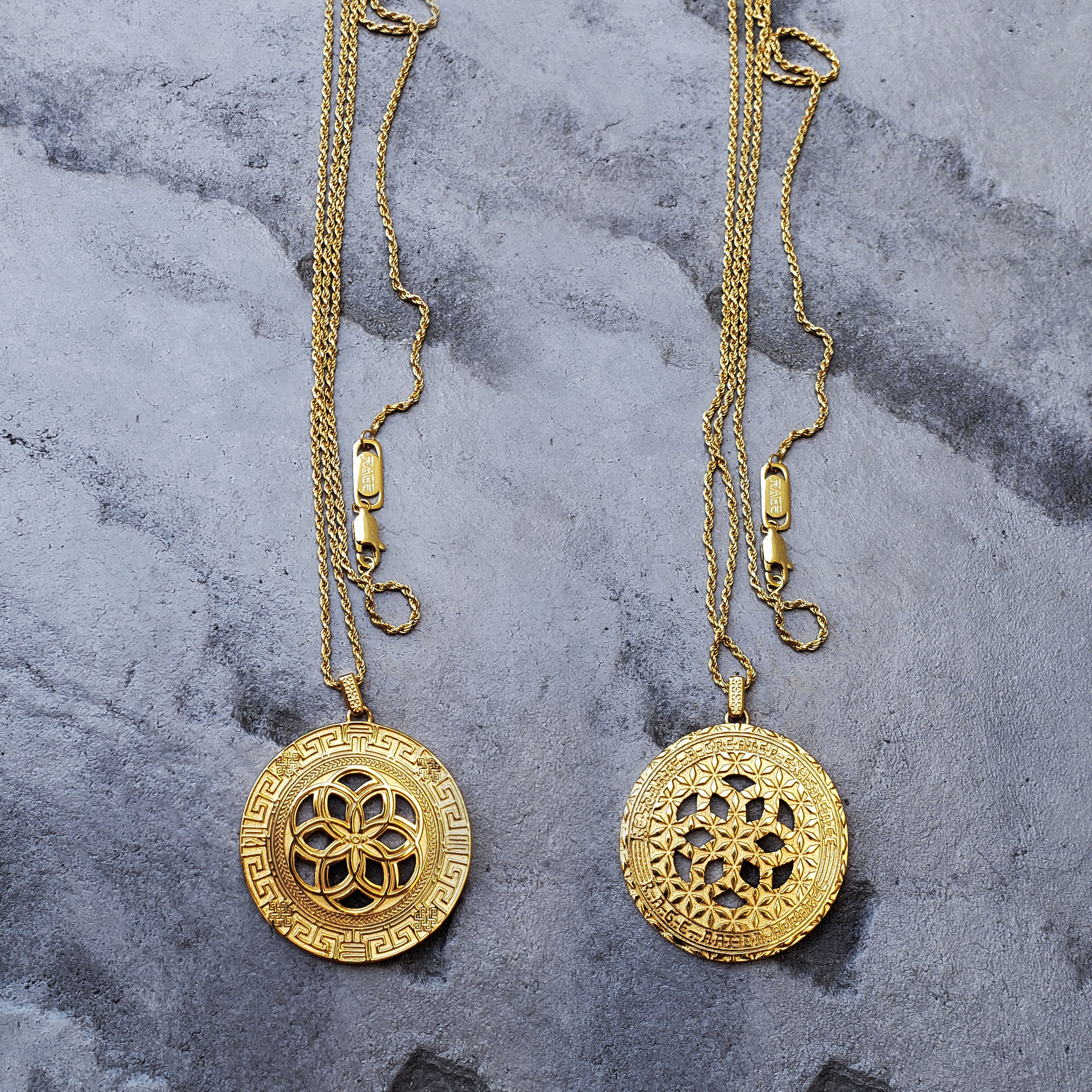 YELLOW GOLD PLATED • 925 Silver Geometric Amulet Jewelry 