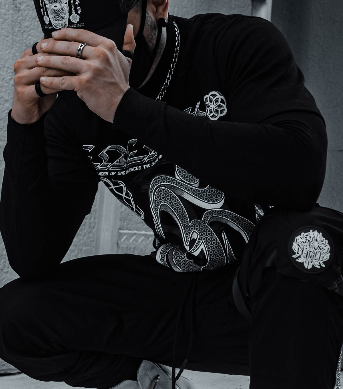HARMONY HEALS • GRAYSCALE • Luxury Fabric T-Shirt T-Shirt
