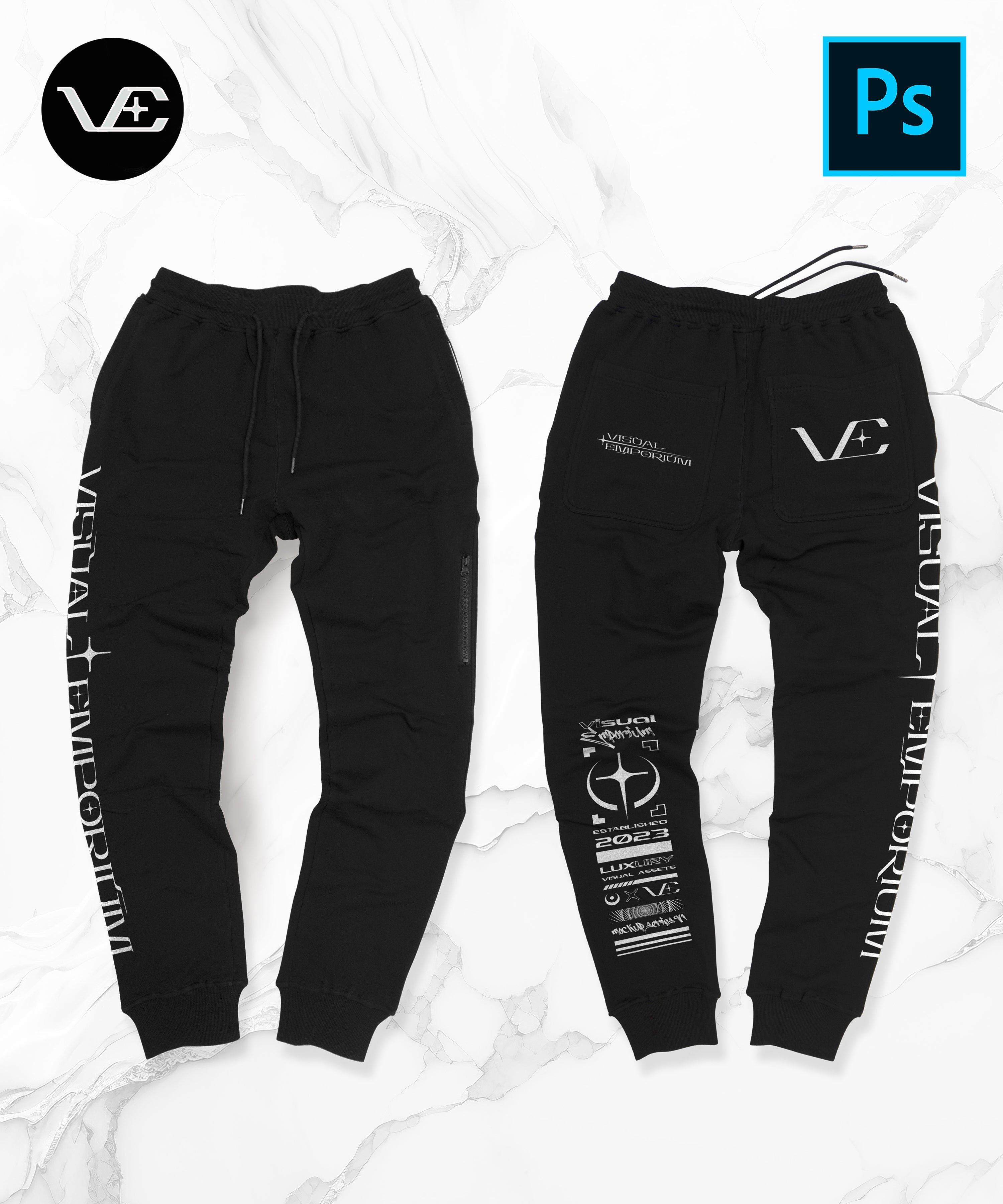 Flat Jogger W/Side Zipper - Premium Digital Mockup