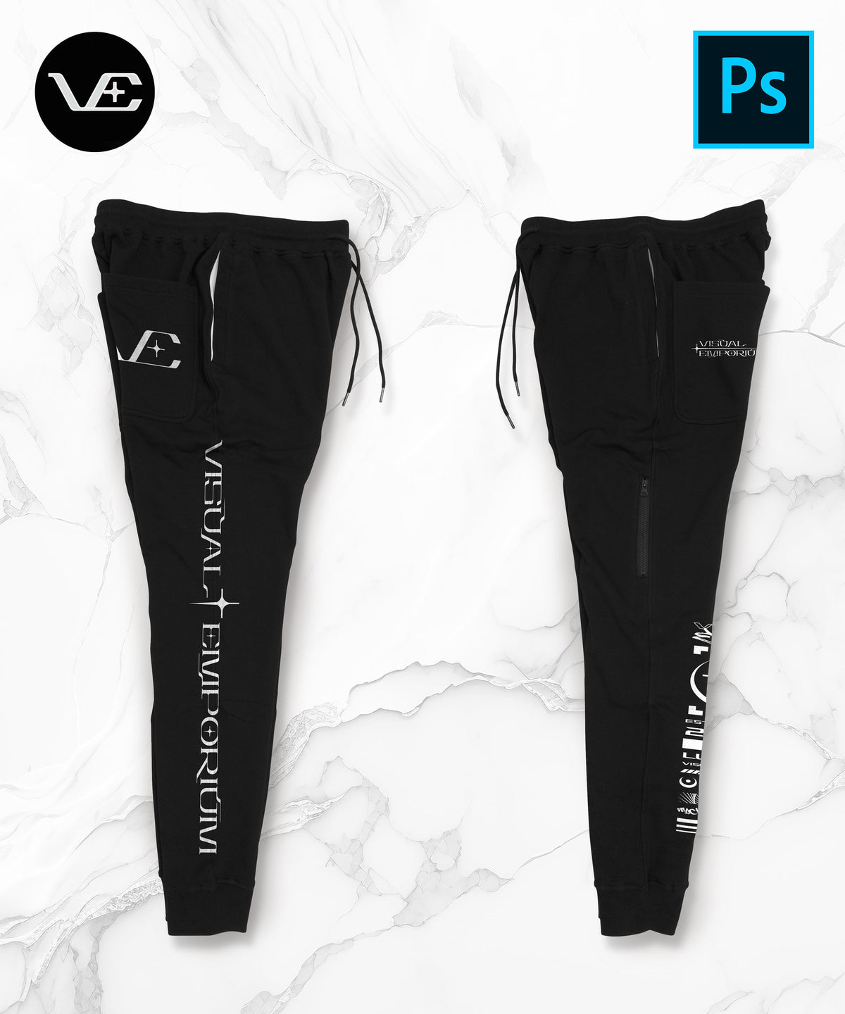 Flat Jogger W/Side Zipper - Premium Digital Mockup
