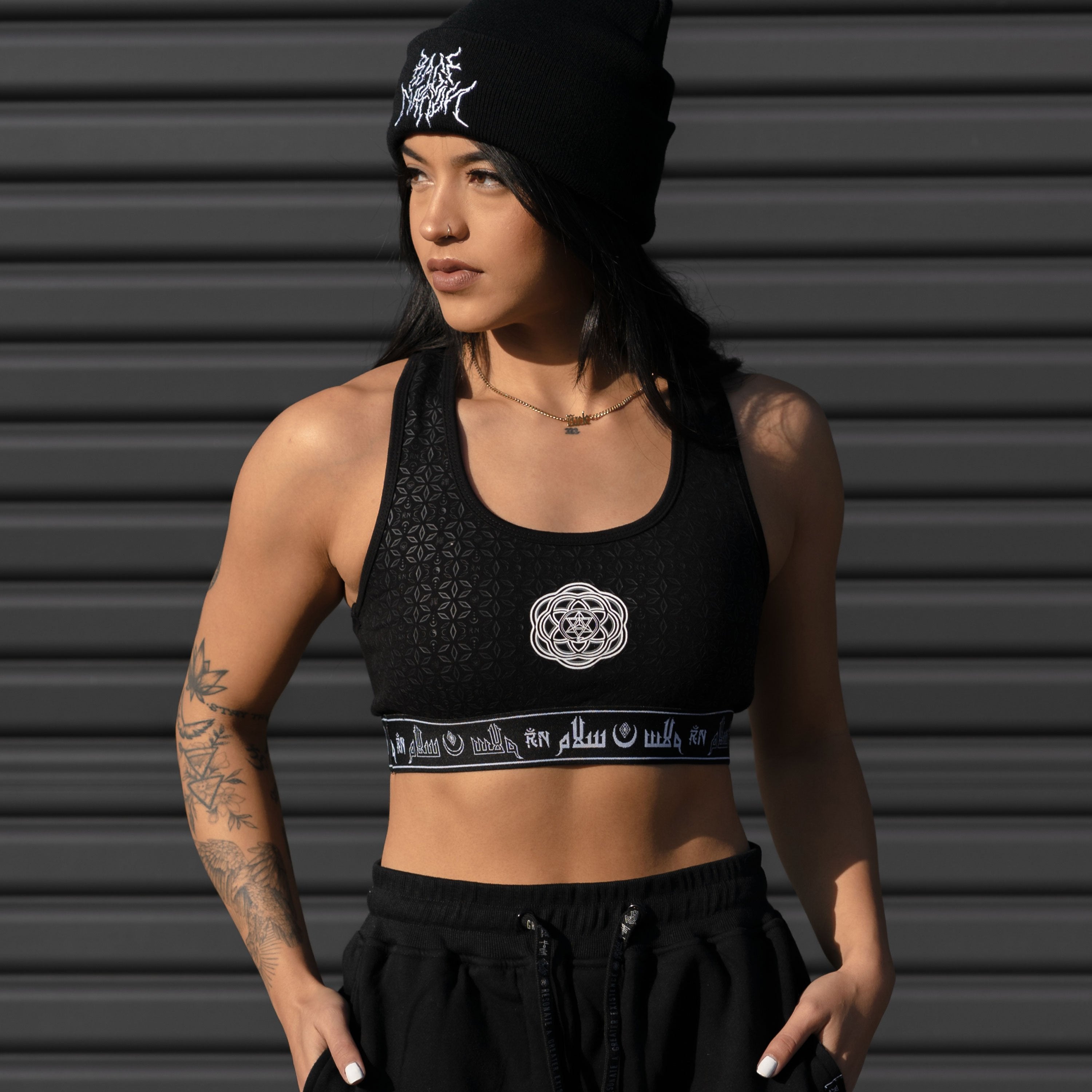 MIND OF ZEN V2 • BLACK/WHITE • Luxe Sports Bra Sports Bra