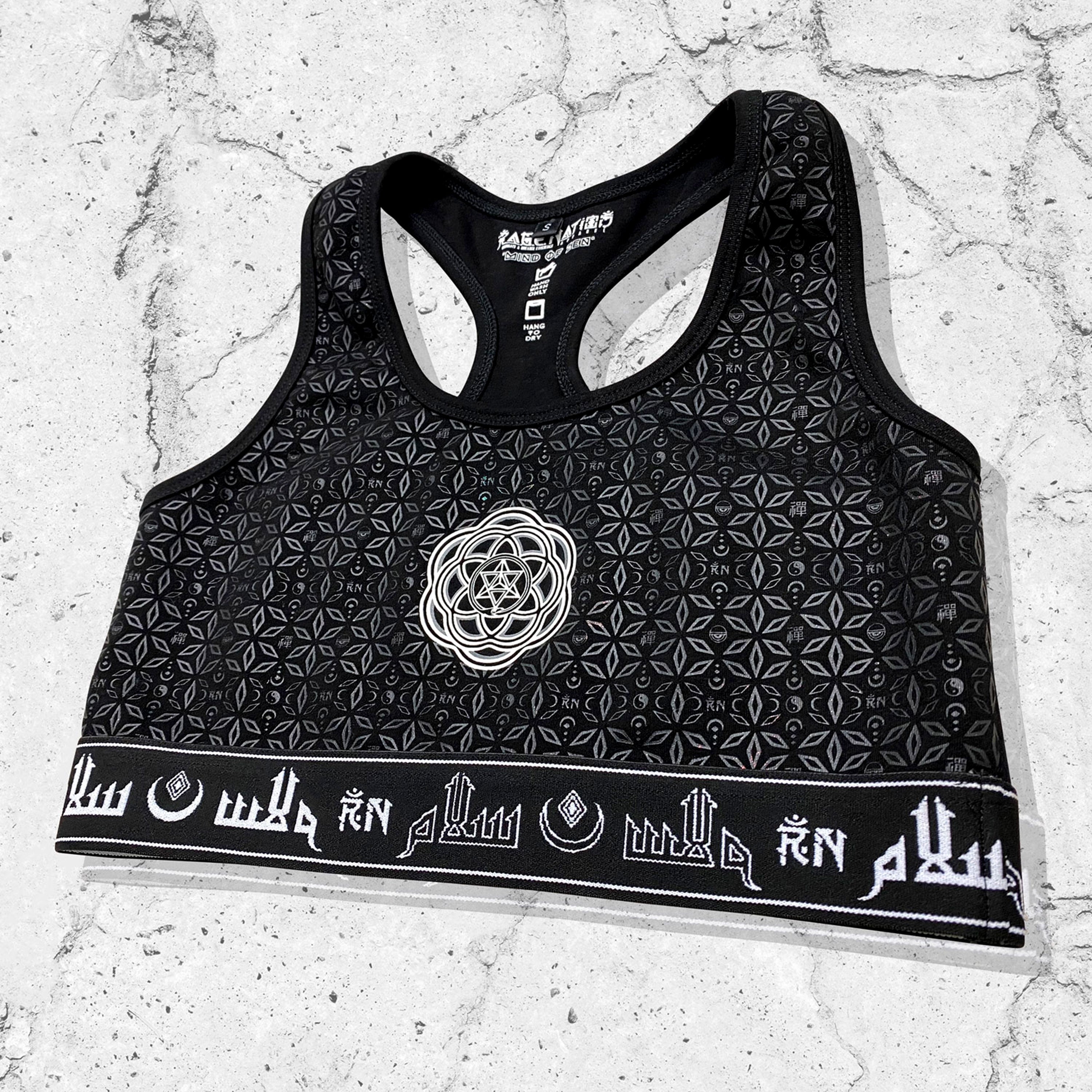 MIND OF ZEN V2 • BLACK/WHITE • Luxe Sports Bra Sports Bra
