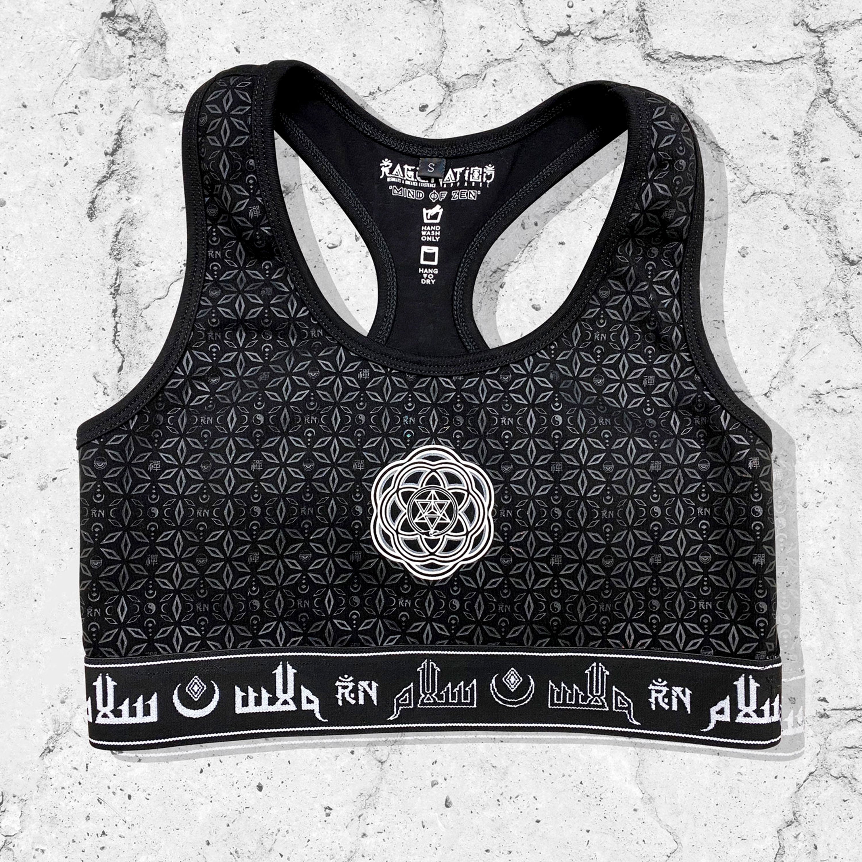 MIND OF ZEN V2 • BLACK/WHITE • Luxe Sports Bra Sports Bra