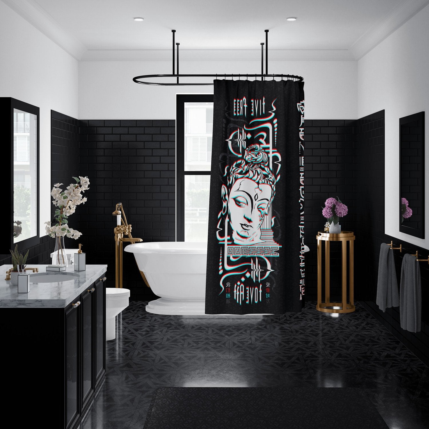 LIVE FREE LOVE ALL • Shower Curtain