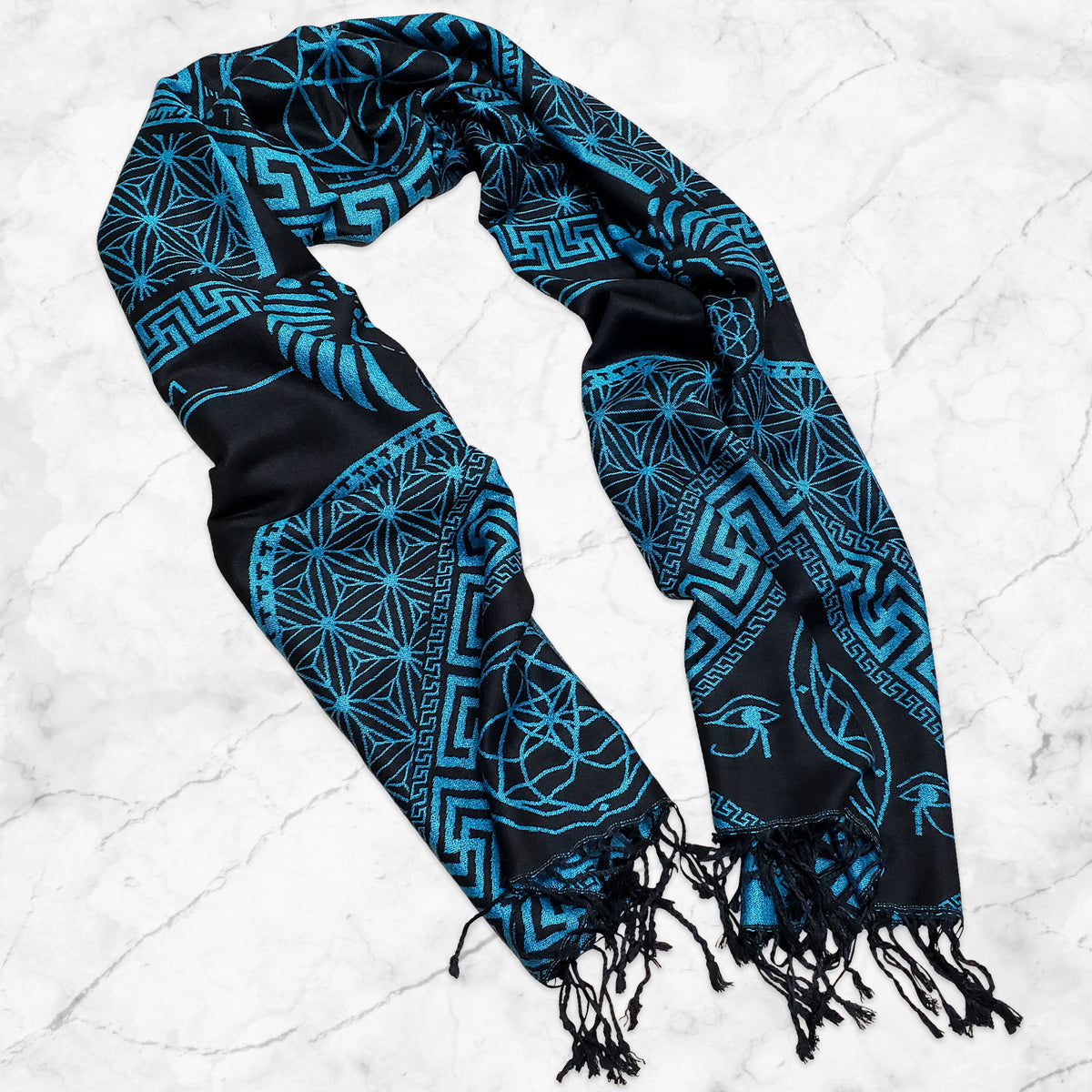 DREAM AWAKE • SKY BLUE • Reversible Festival Shawl/Scarf Shawls