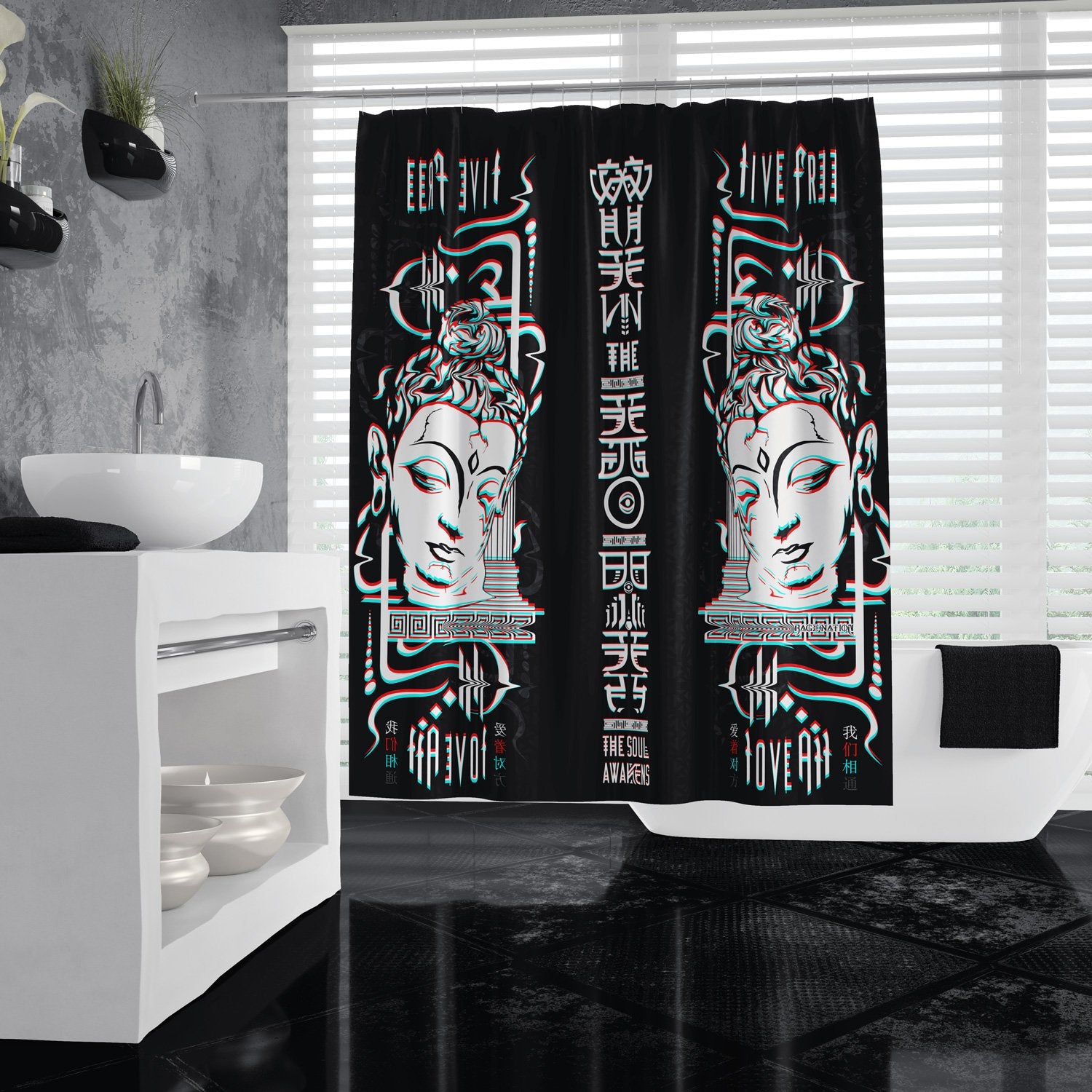 LIVE FREE LOVE ALL • Shower Curtain