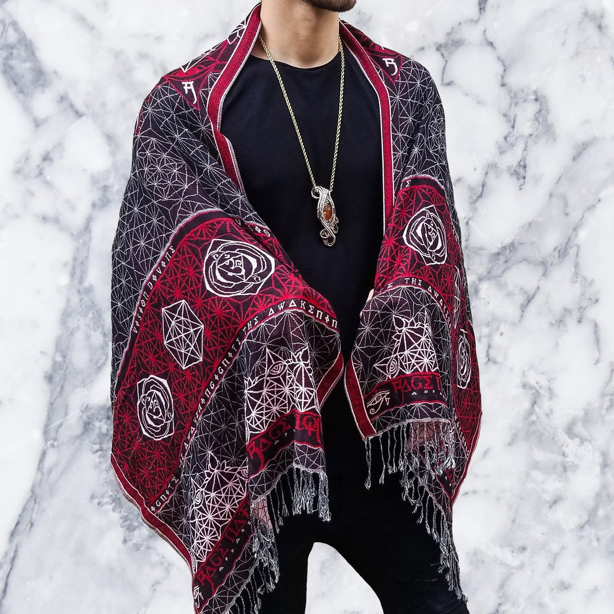 DIVINITY • Ruby • Geometric Festival Shawl Shawls