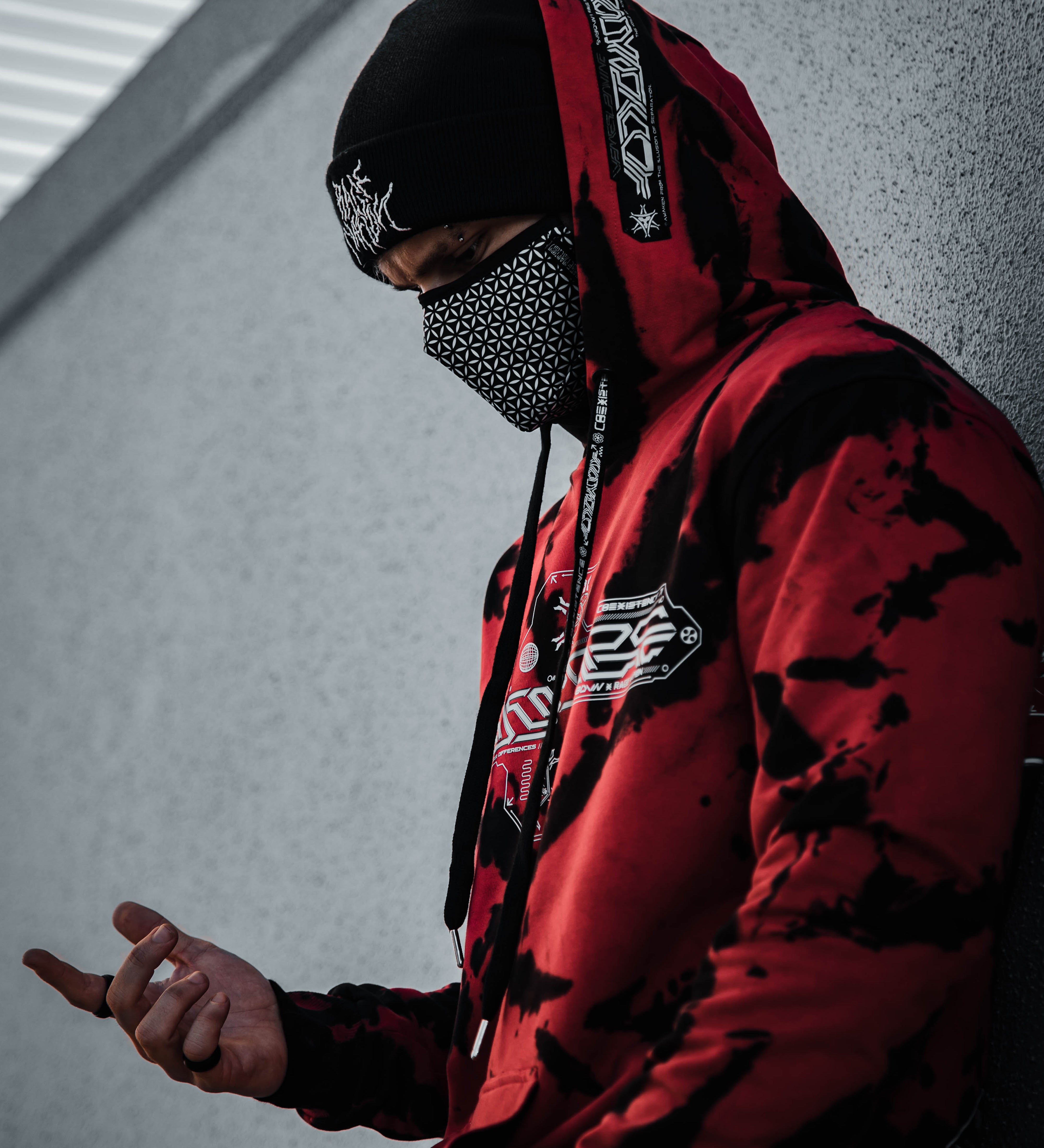 COEXIST V1 • RED SWIRL • Premium Tie-Dye Hoodie Hoodie