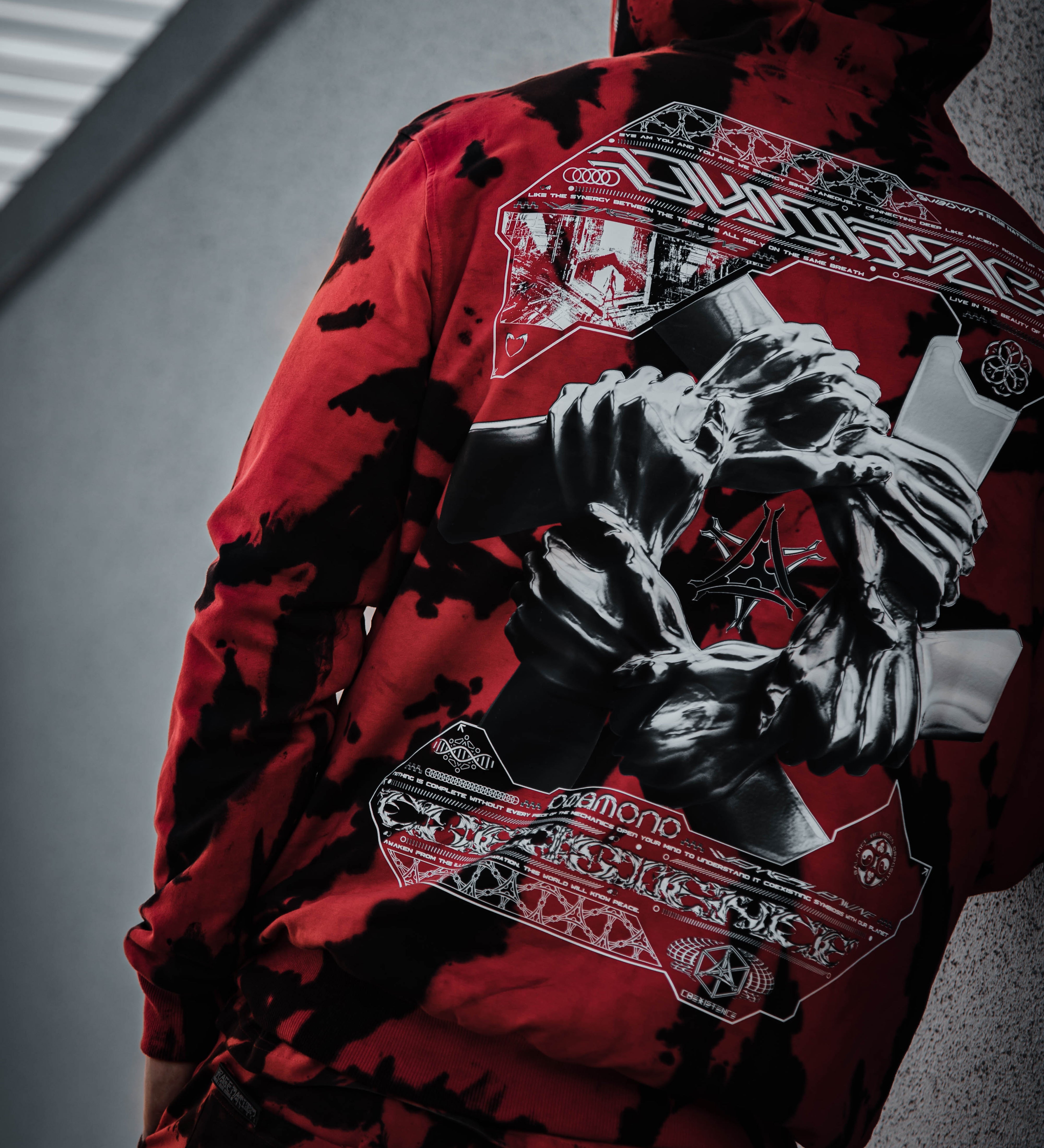 COEXIST V1 • RED SWIRL • Premium Tie-Dye Hoodie Hoodie