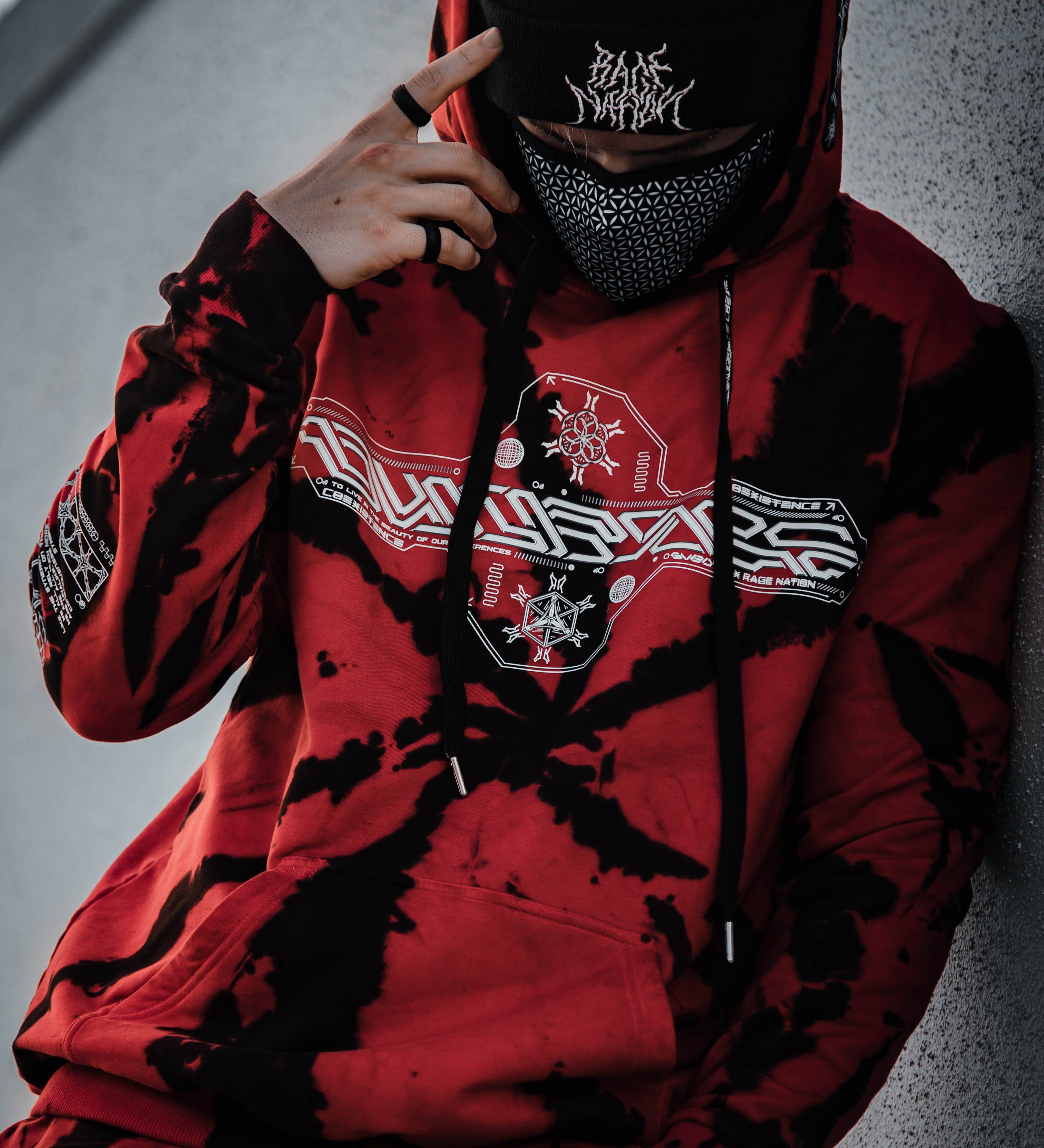 COEXIST V1 • RED SWIRL • Premium Tie-Dye Hoodie Hoodie