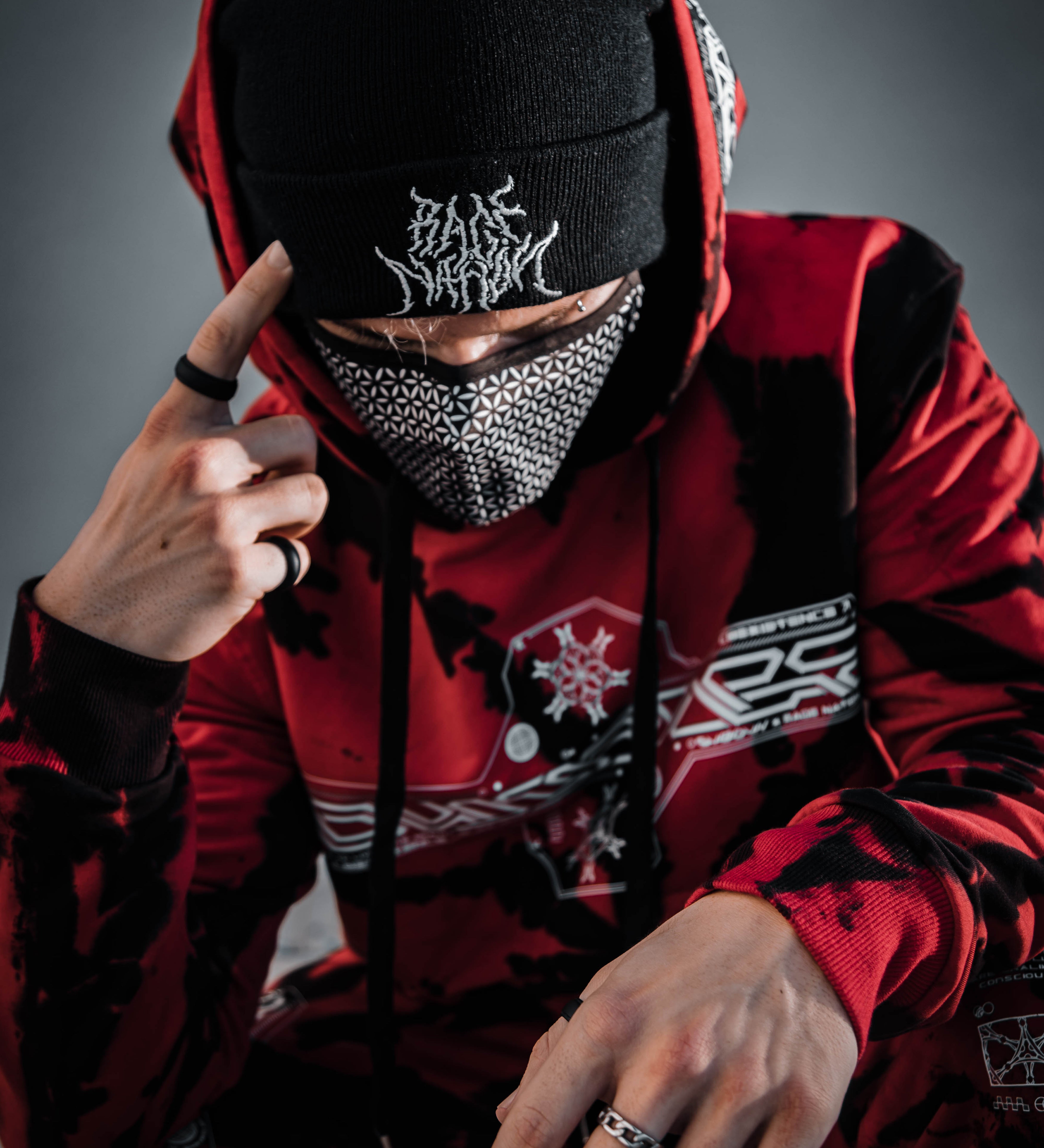 COEXIST V1 • RED SWIRL • Premium Tie-Dye Hoodie Hoodie