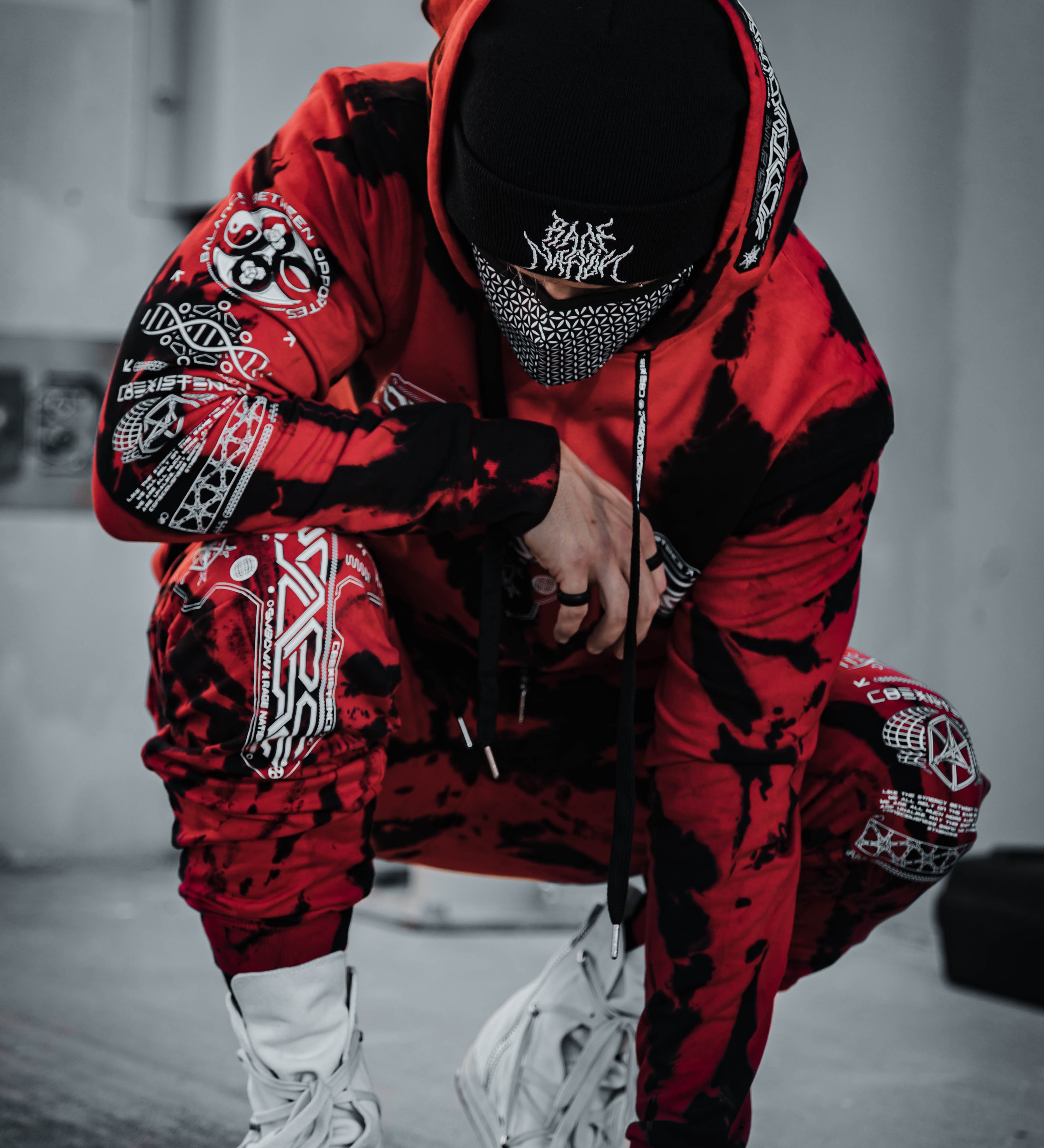 COEXIST V1 • RED SWIRL • Premium Tie-Dye Hoodie Hoodie