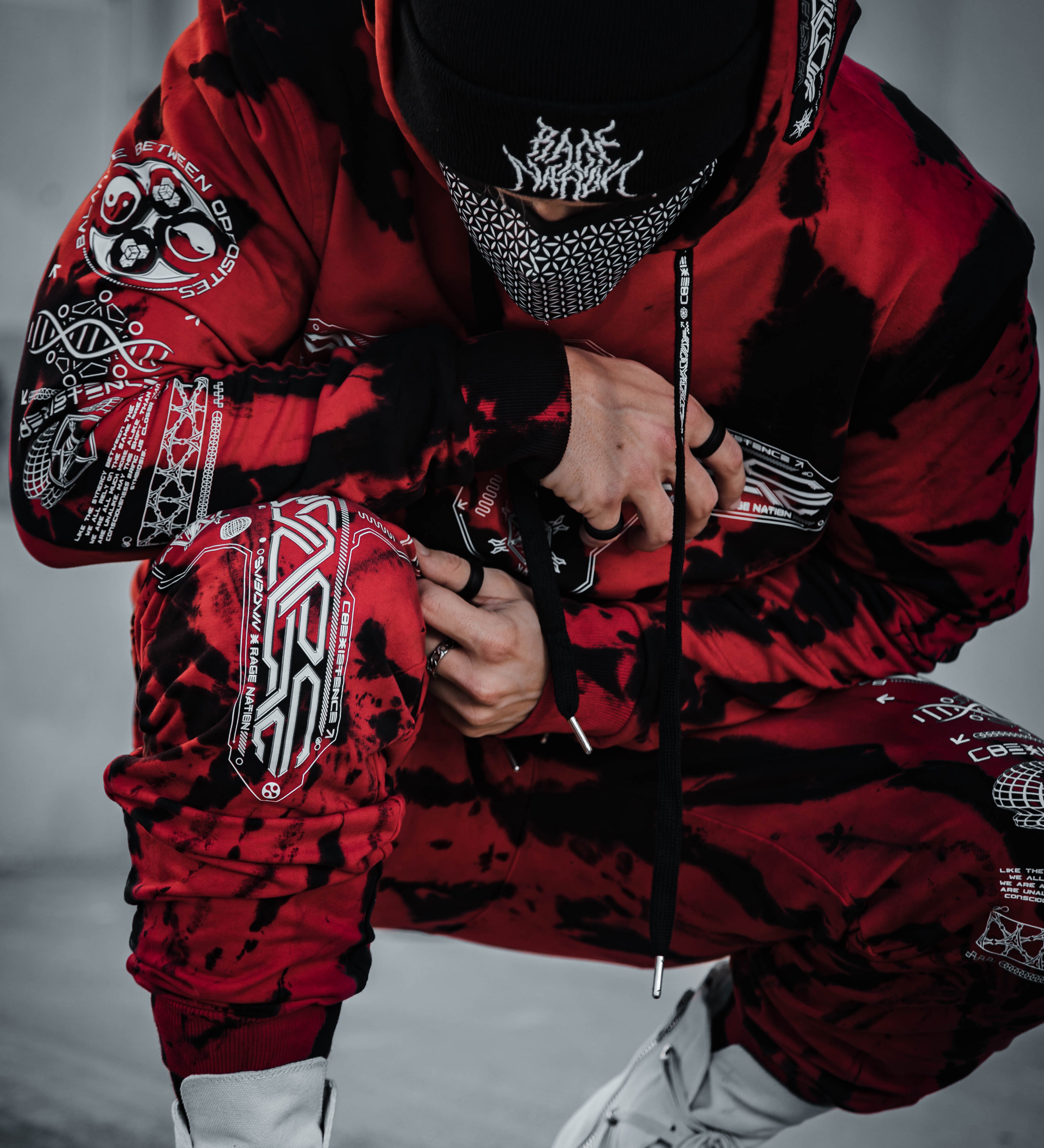 COEXIST V1 • RED SWIRL • Premium Tie-Dye Hoodie Hoodie