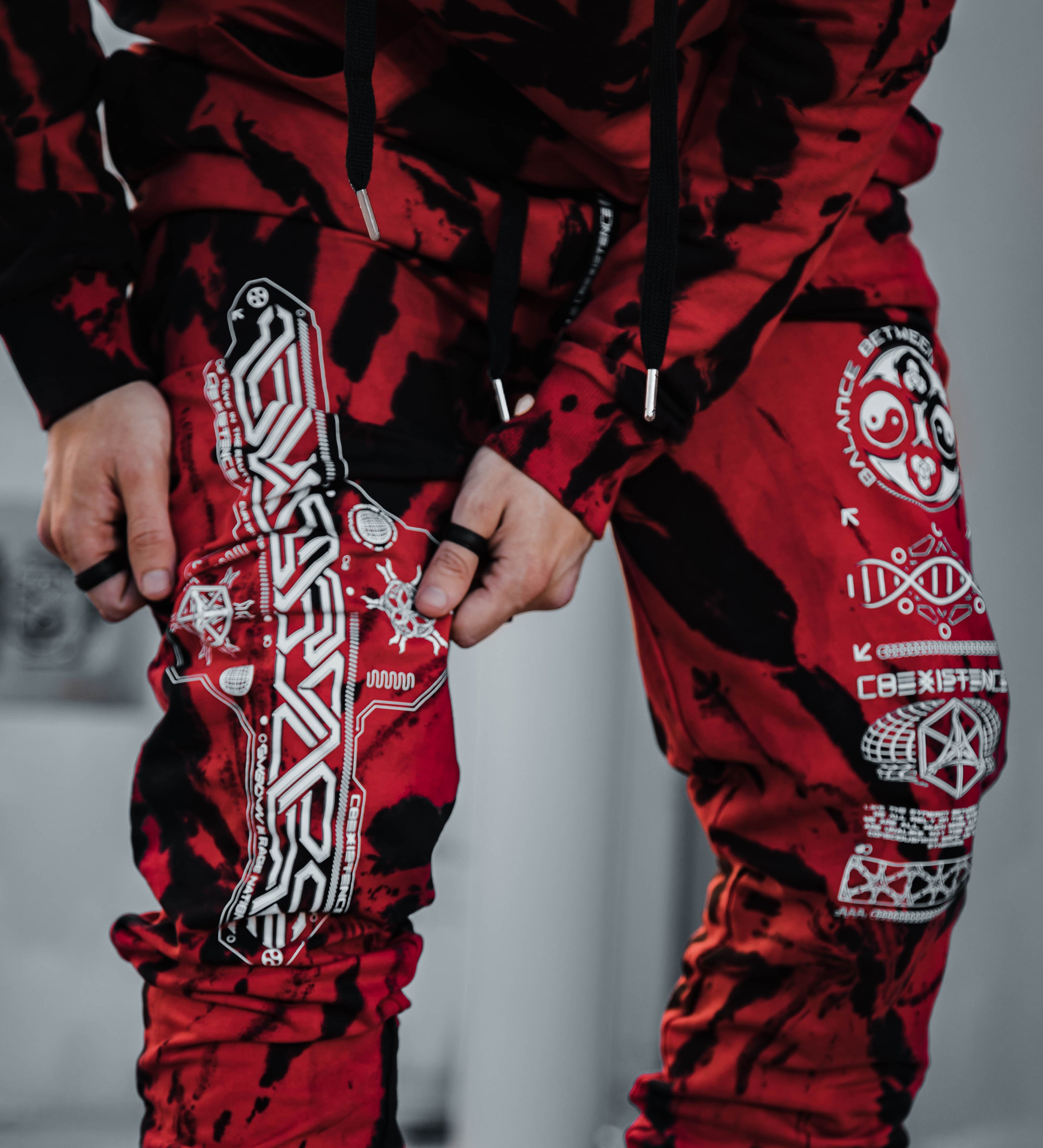 COEXIST V1 • RED SWIRL • Premium Tie-Dye Joggers Joggers
