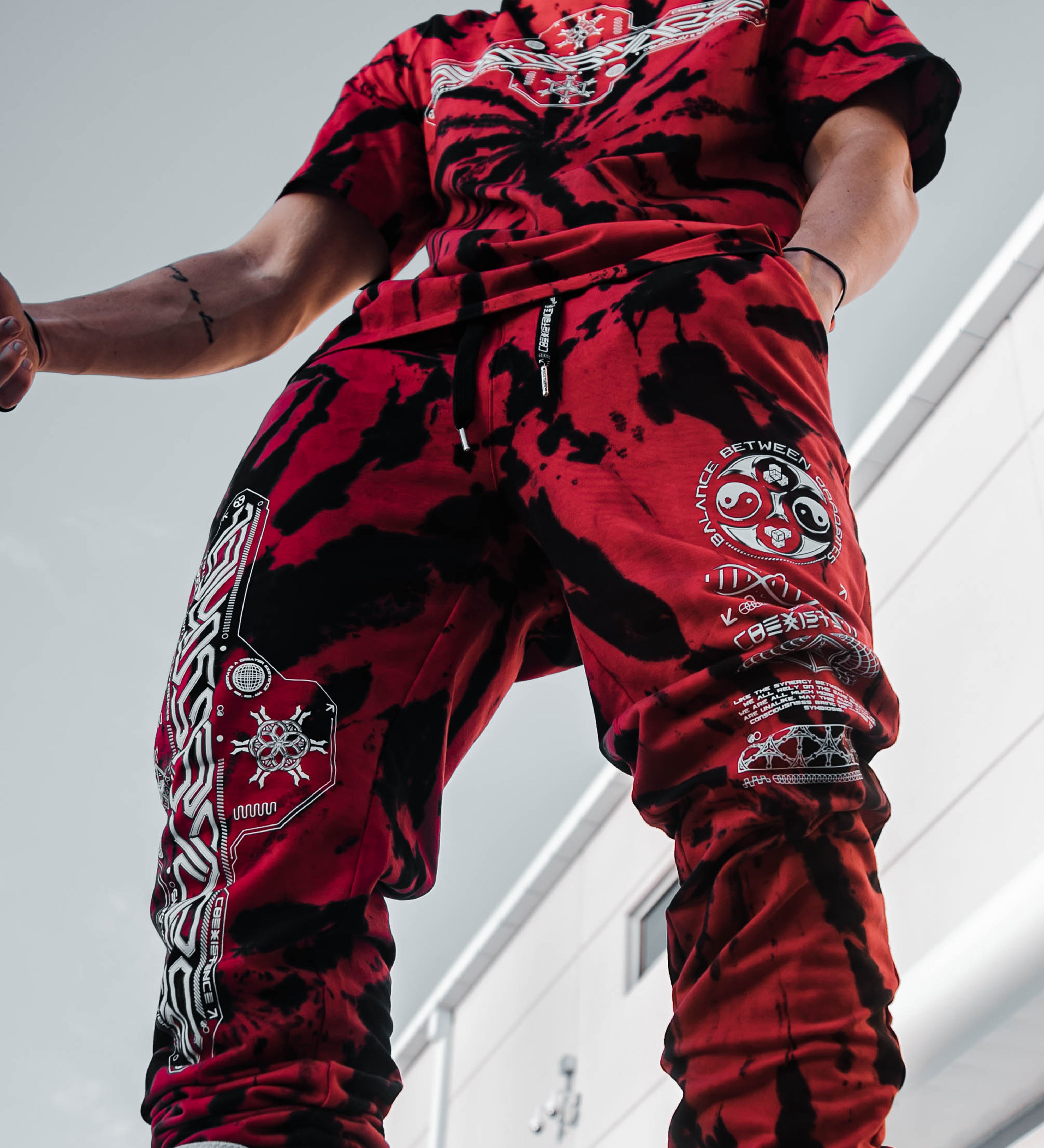 COEXIST V1 • RED SWIRL • Premium Tie-Dye Joggers Joggers