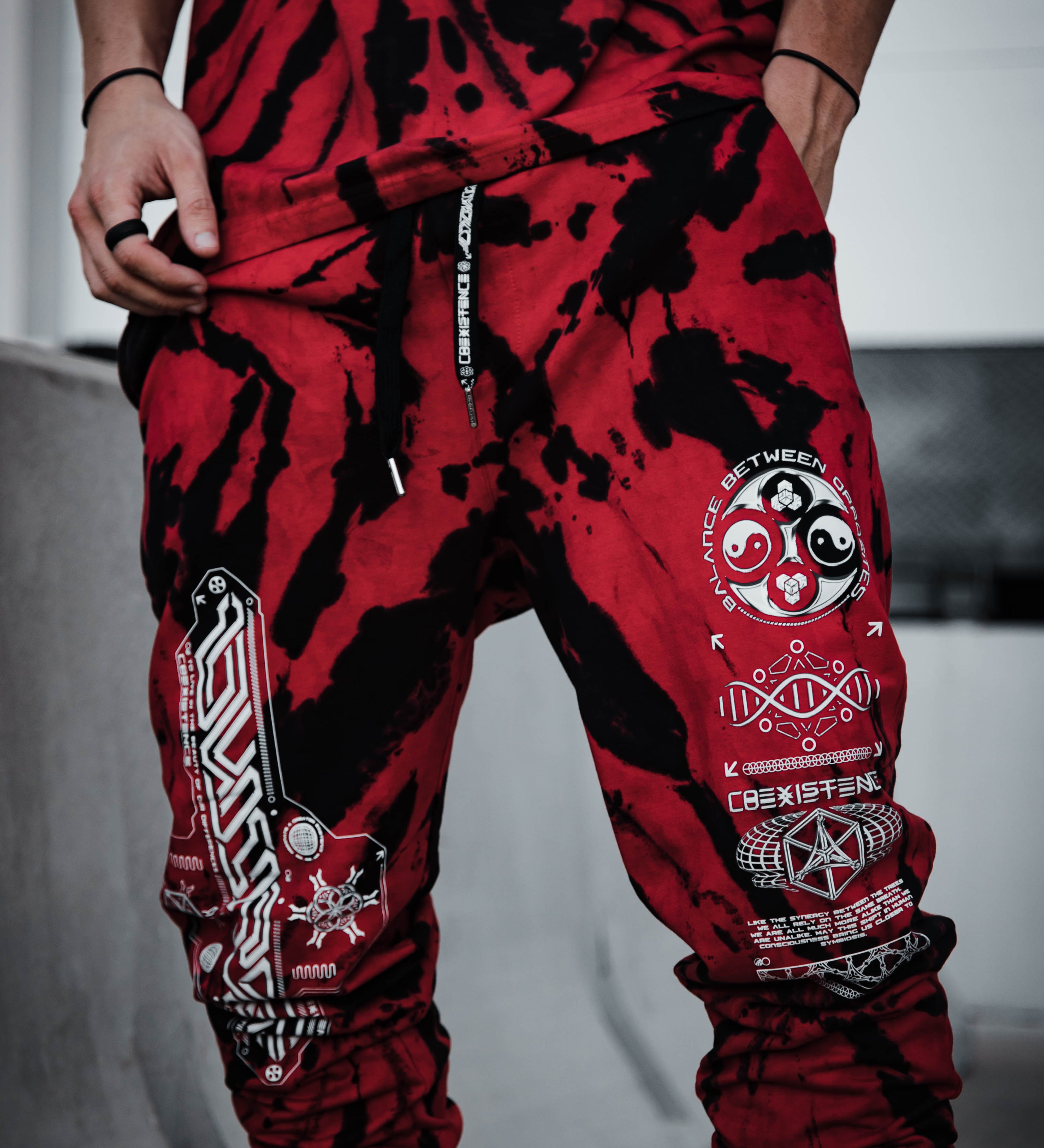 COEXIST V1 • RED SWIRL • Premium Tie-Dye Joggers Joggers