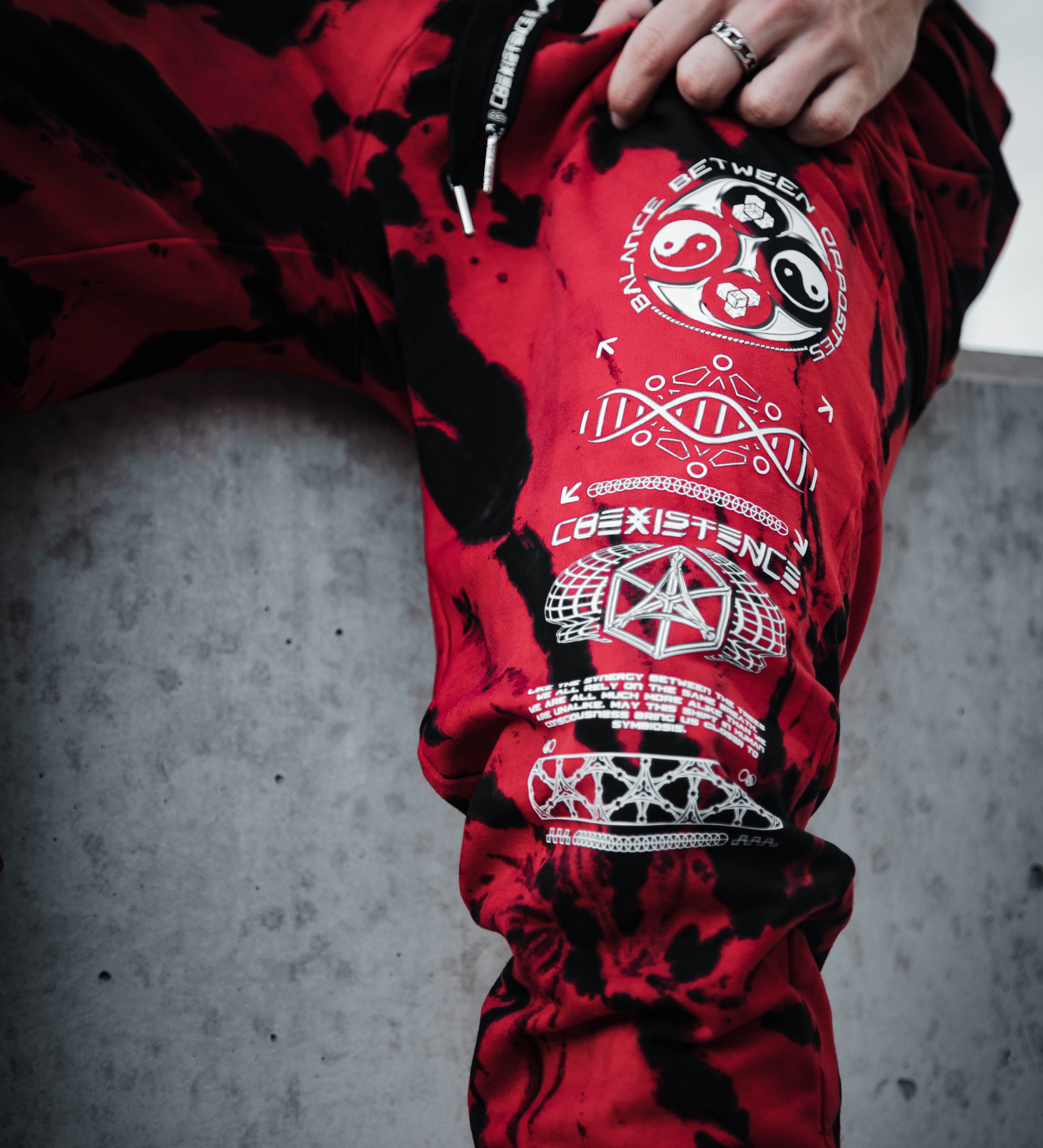 COEXIST V1 • RED SWIRL • Premium Tie-Dye Joggers Joggers
