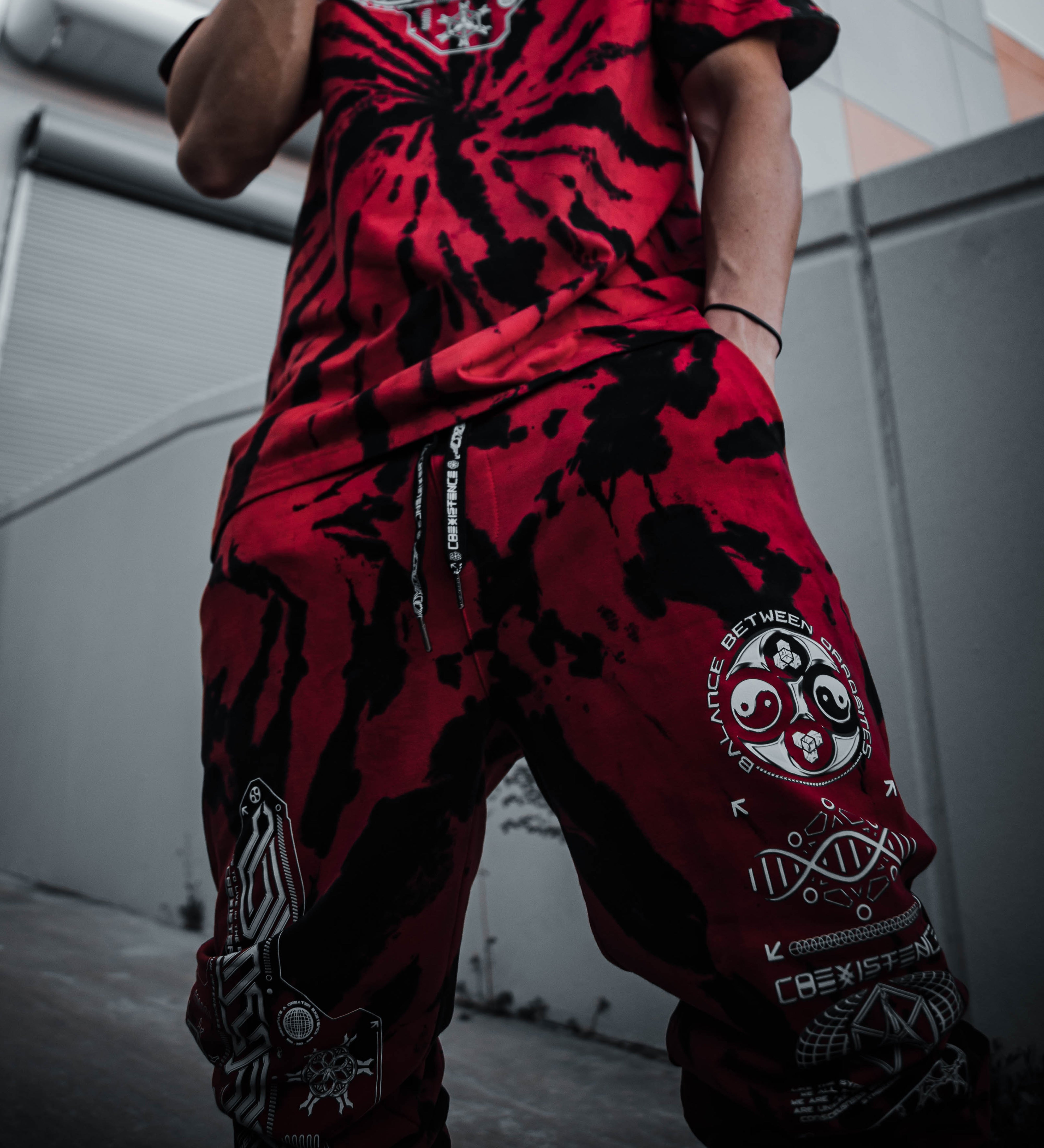 COEXIST V1 • RED SWIRL • Premium Tie-Dye Joggers Joggers